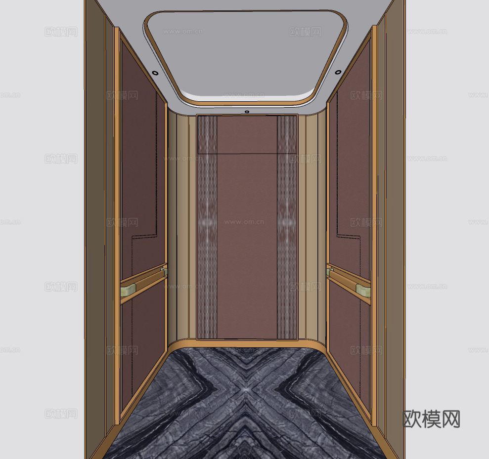 现代轻奢电梯轿厢su模型下载