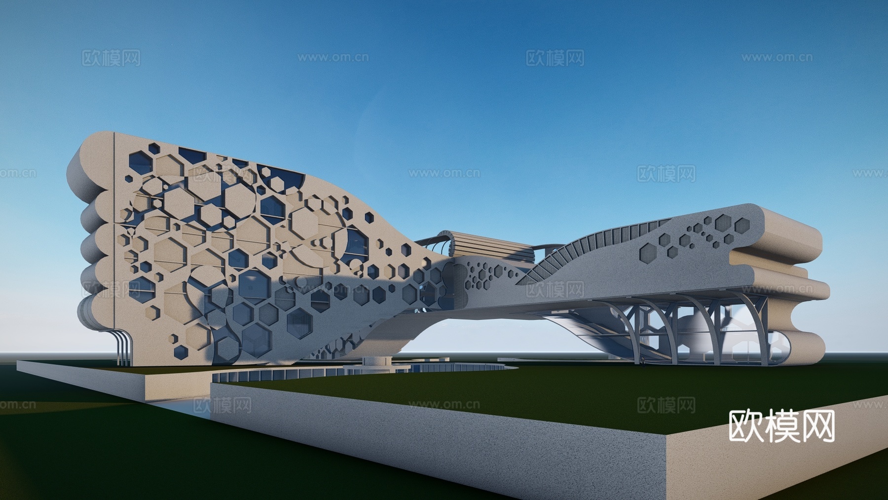 现代博物馆建筑外观su模型下载