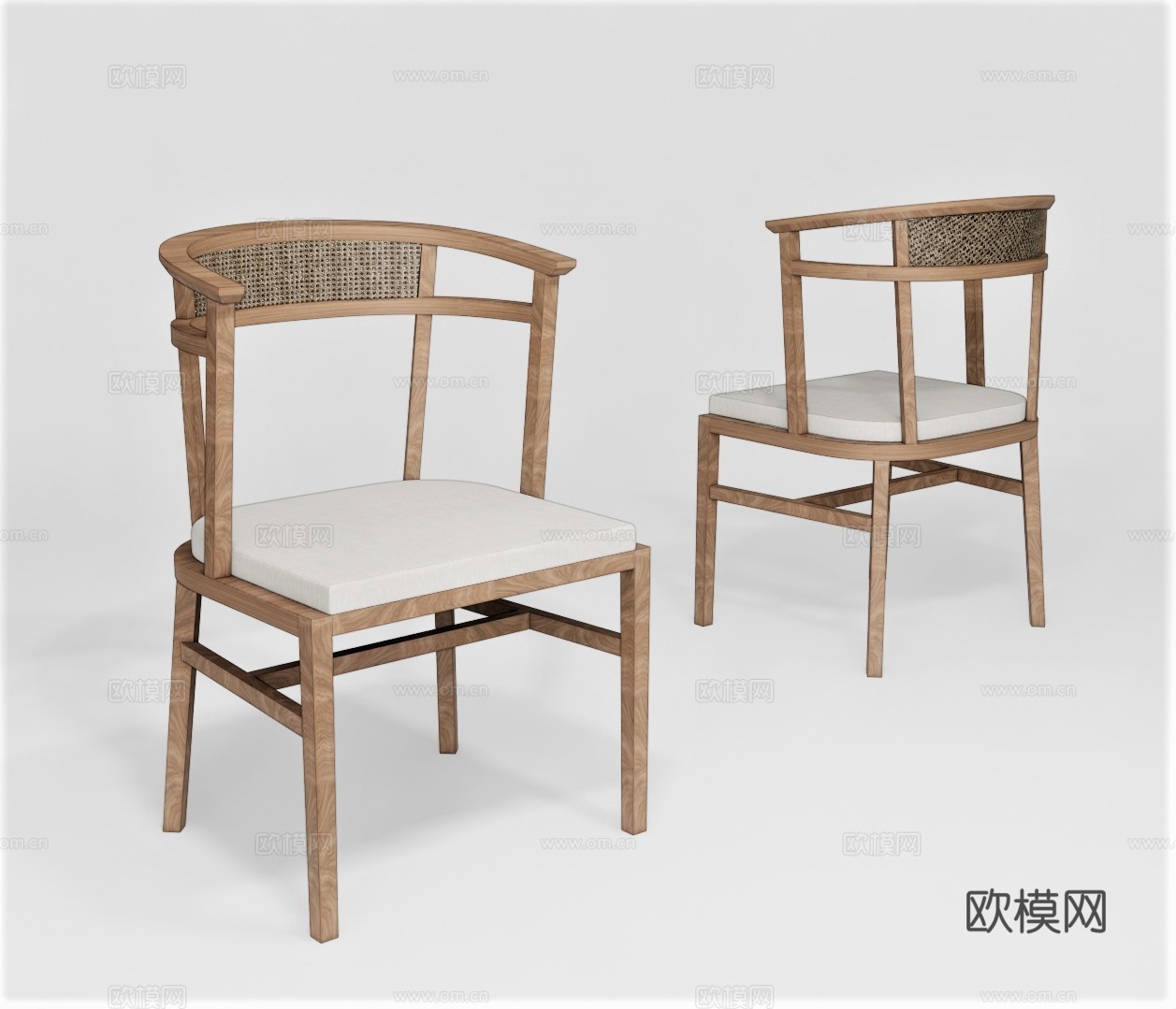 现代原木单椅su模型下载
