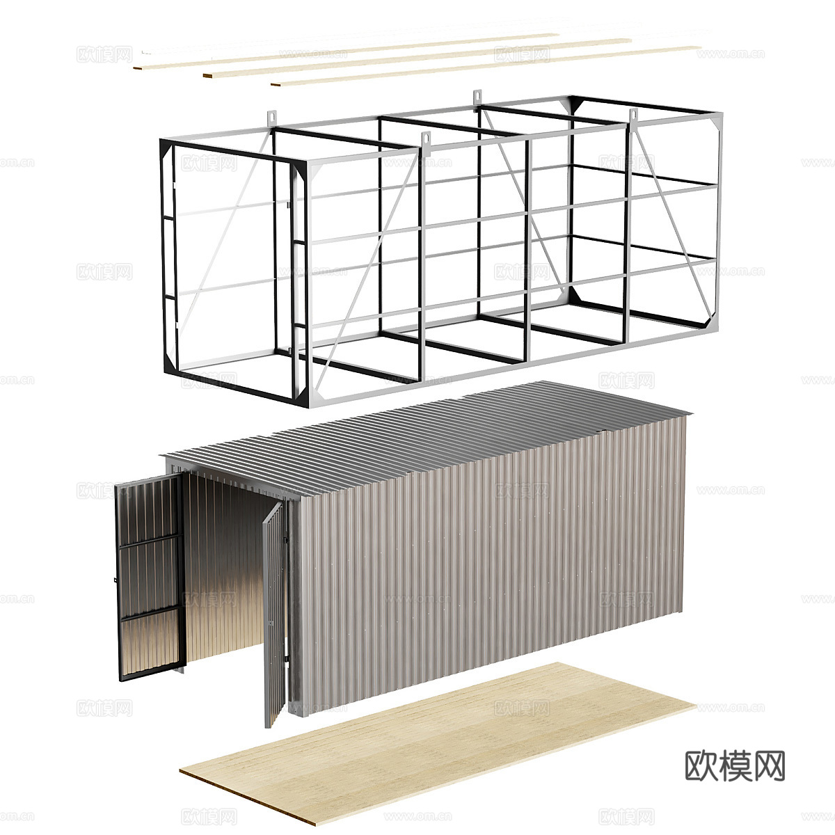家用拖车 家用集装箱3d模型