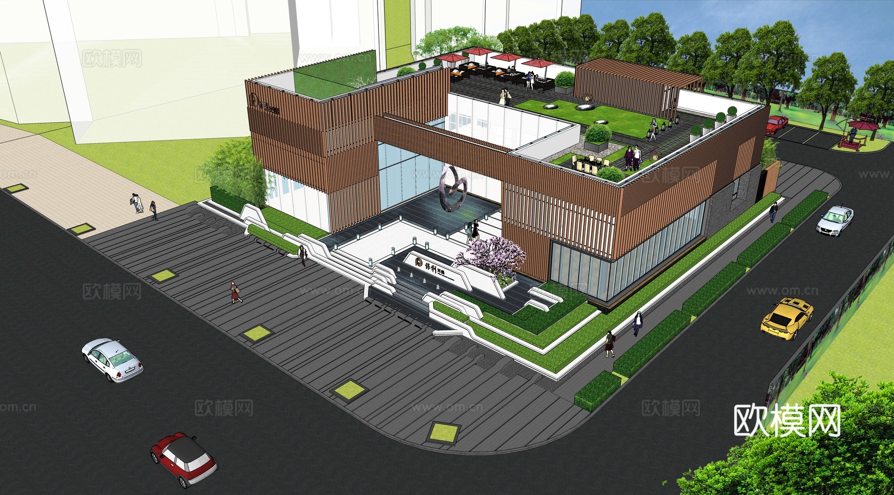 现代售楼处建筑外观su模型下载