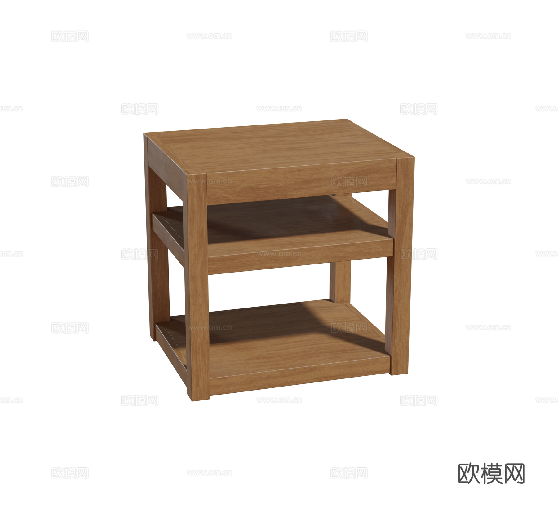 现代实木边几 茶几坐凳 收纳柜组合3d模型