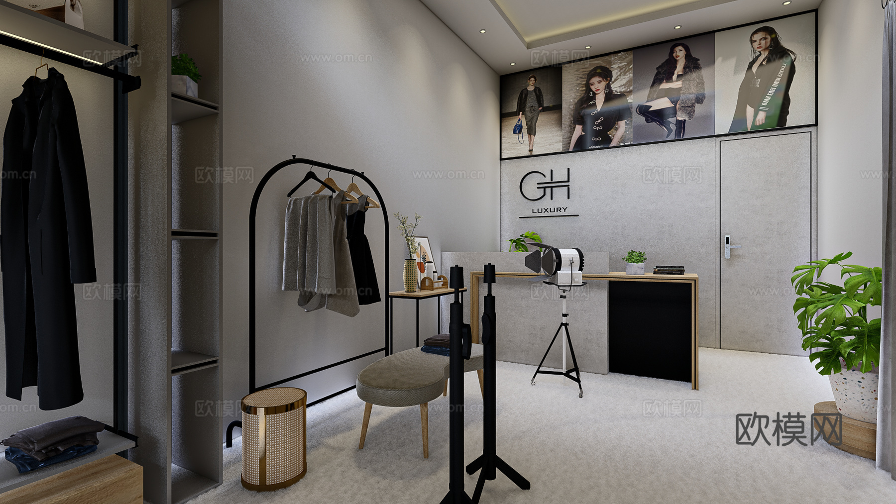 现代服装店su模型下载