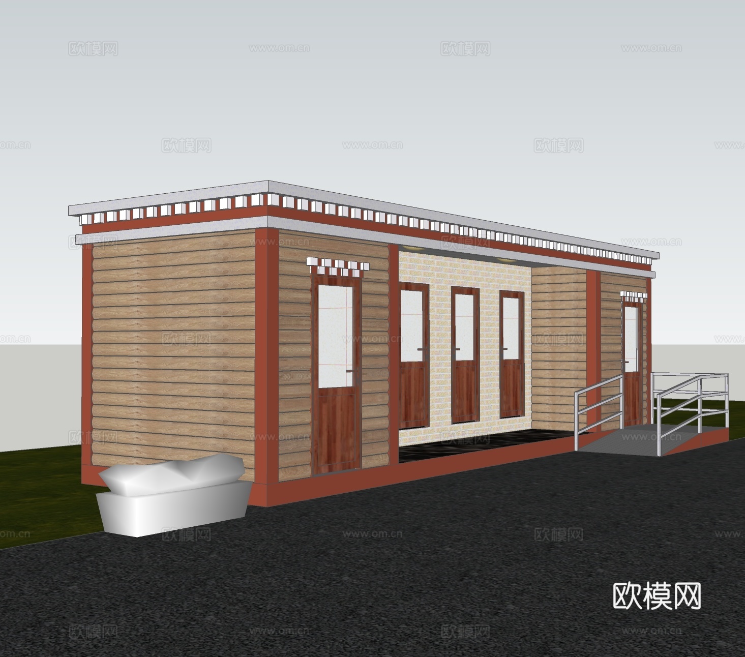 现代公厕建筑外观su模型下载