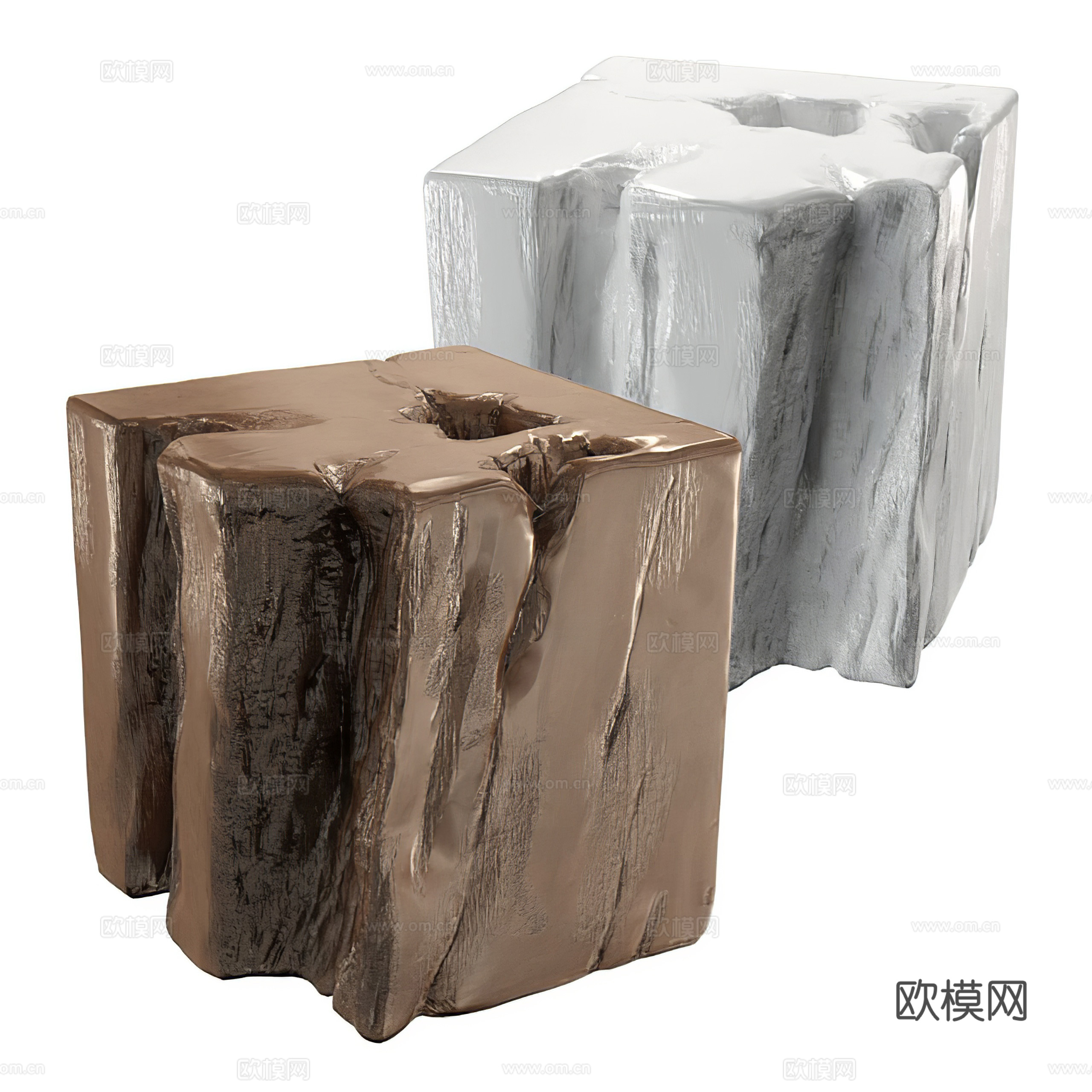 自然风木头桩凳子su模型下载