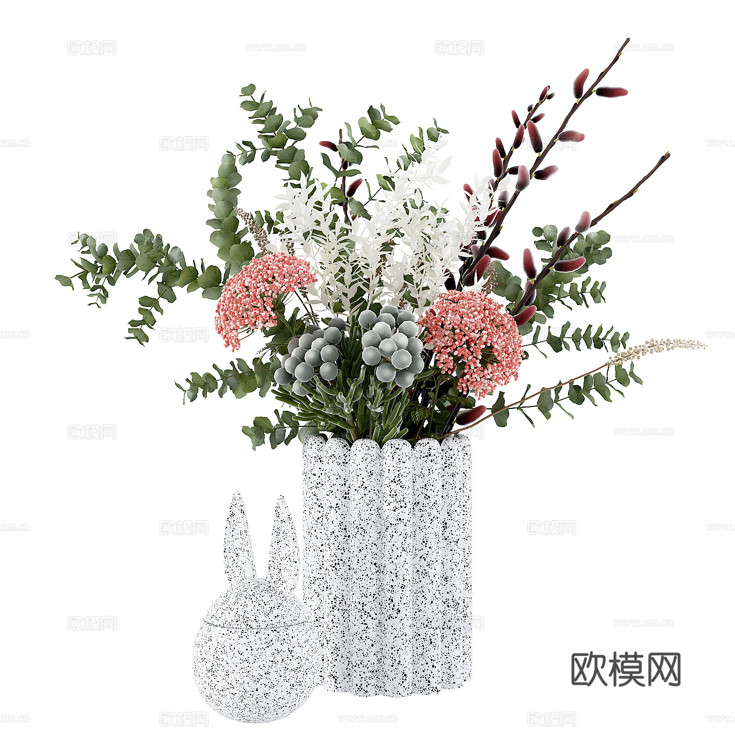 现代花艺花瓶插花su模型下载
