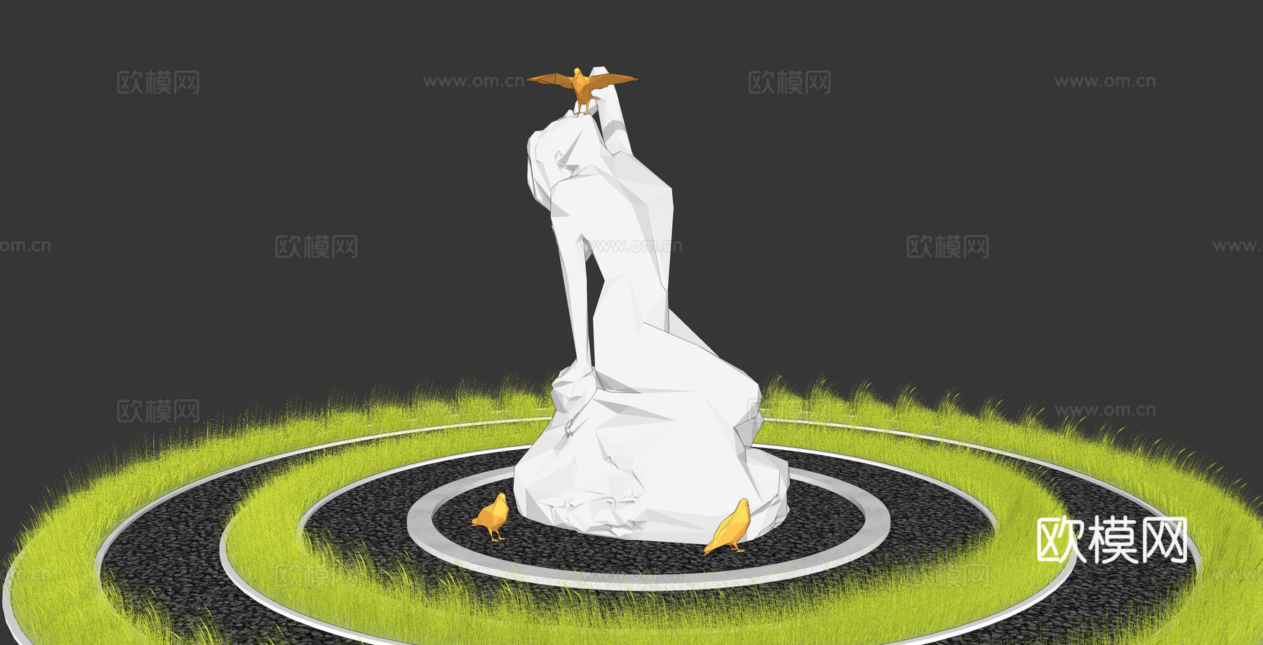现代抽象人物雕塑小品su模型下载
