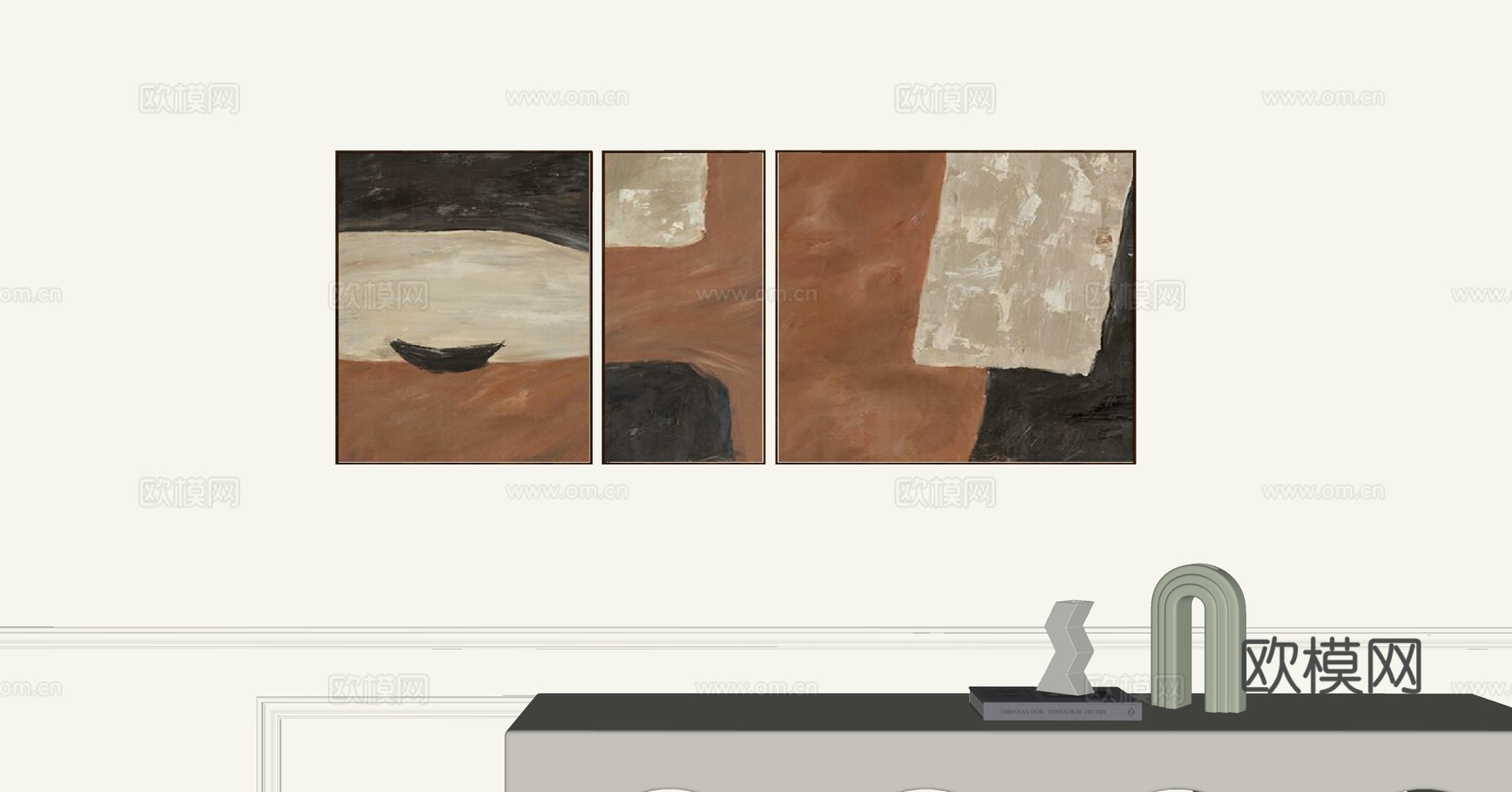抽象装饰画 挂画 油画su模型下载