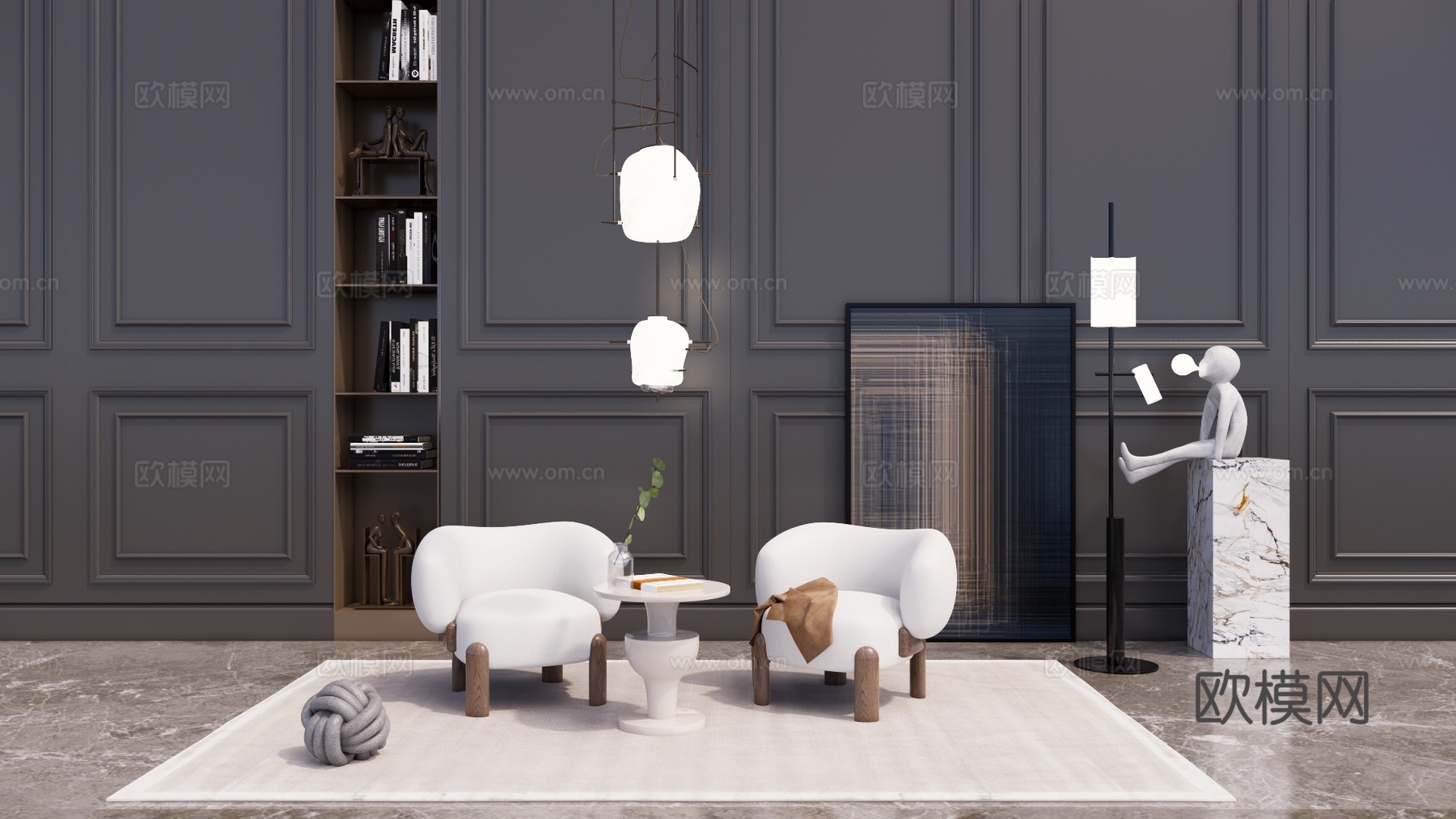 现代布艺休闲沙发su模型下载下载