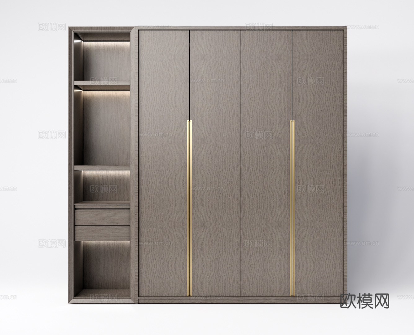 现代实木衣柜su模型下载