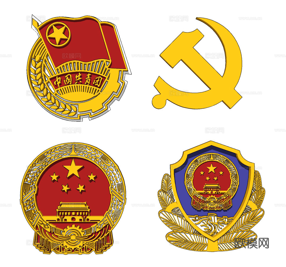 现代党徽徽章su模型下载