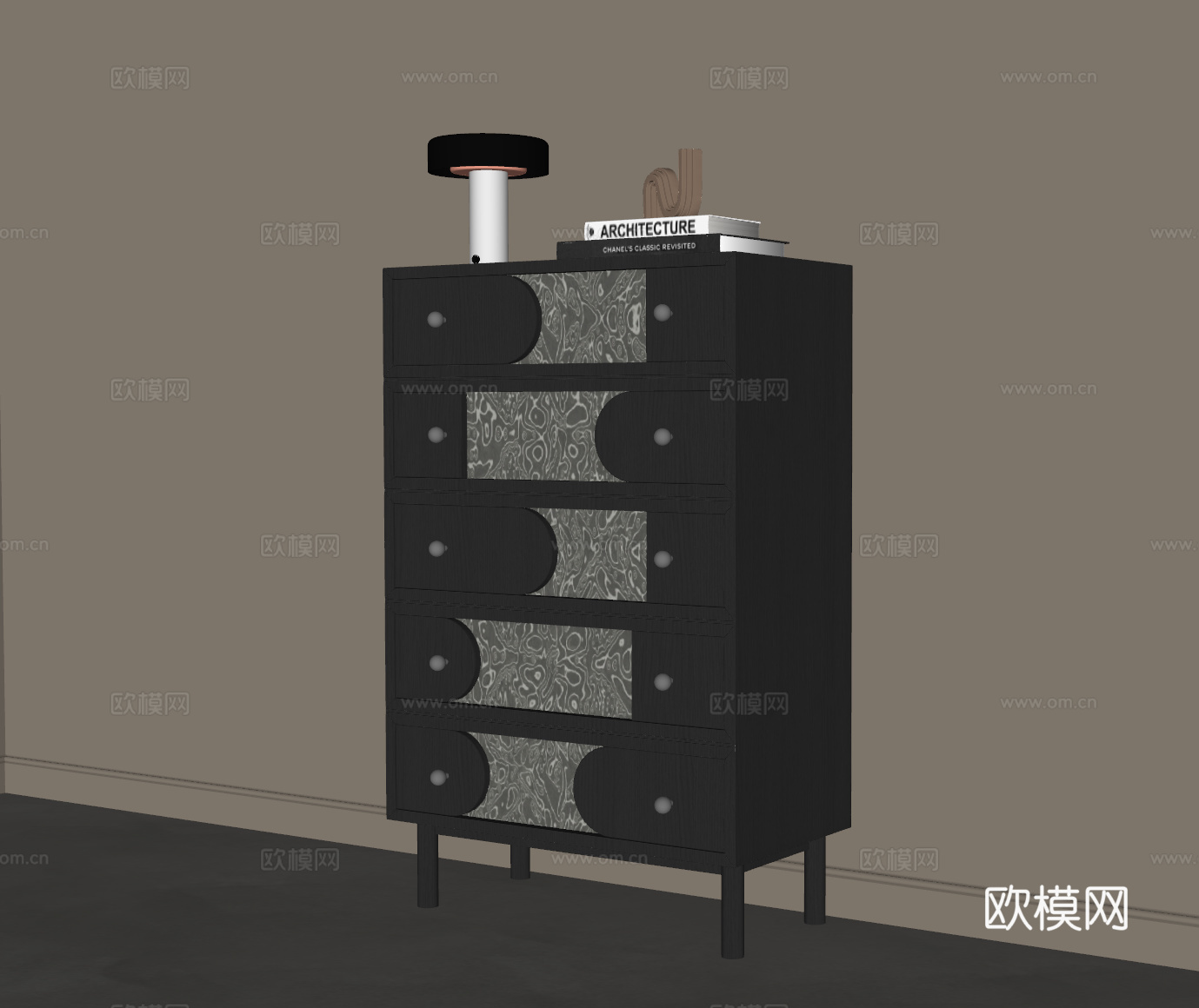 现代意式斗柜 边柜 玄关柜su模型