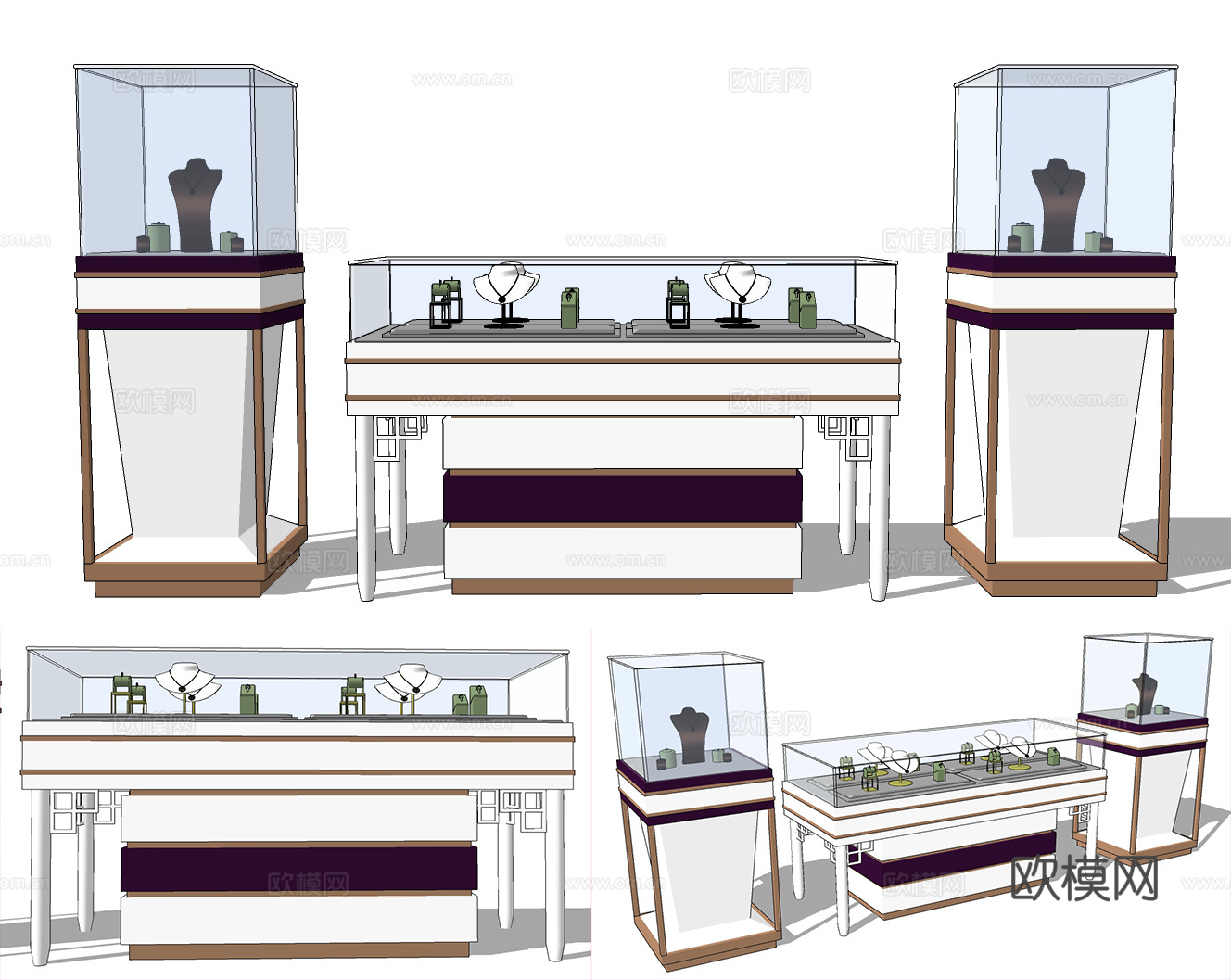现代珠宝首饰展示柜su模型下载