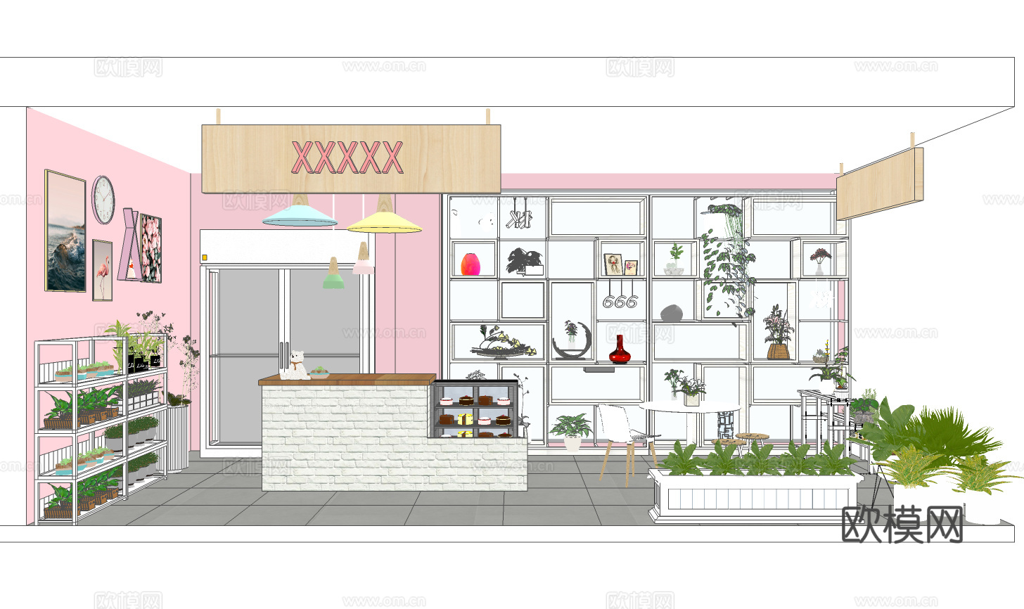 现代花店su模型下载