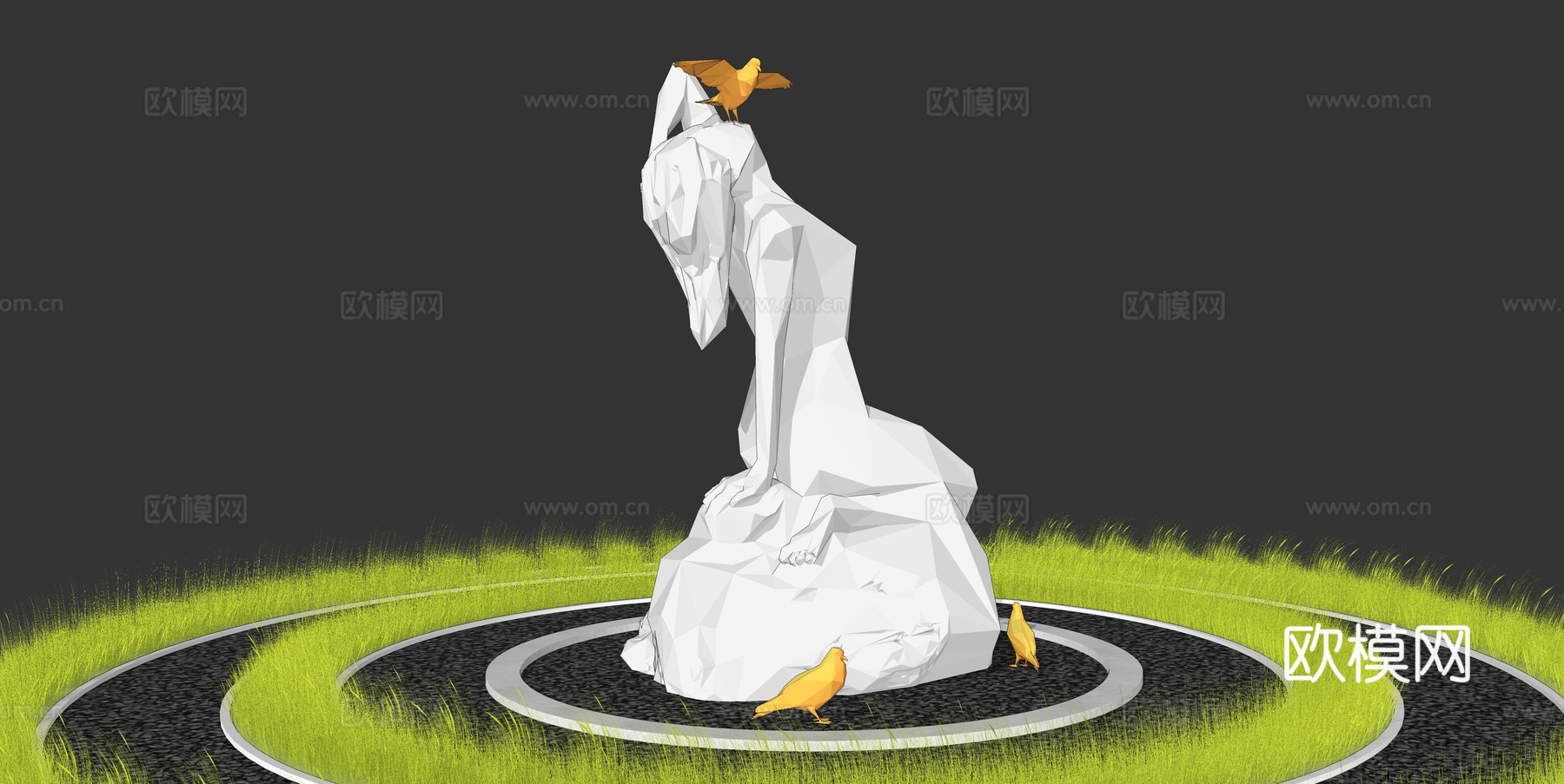 现代抽象人物雕塑小品su模型下载