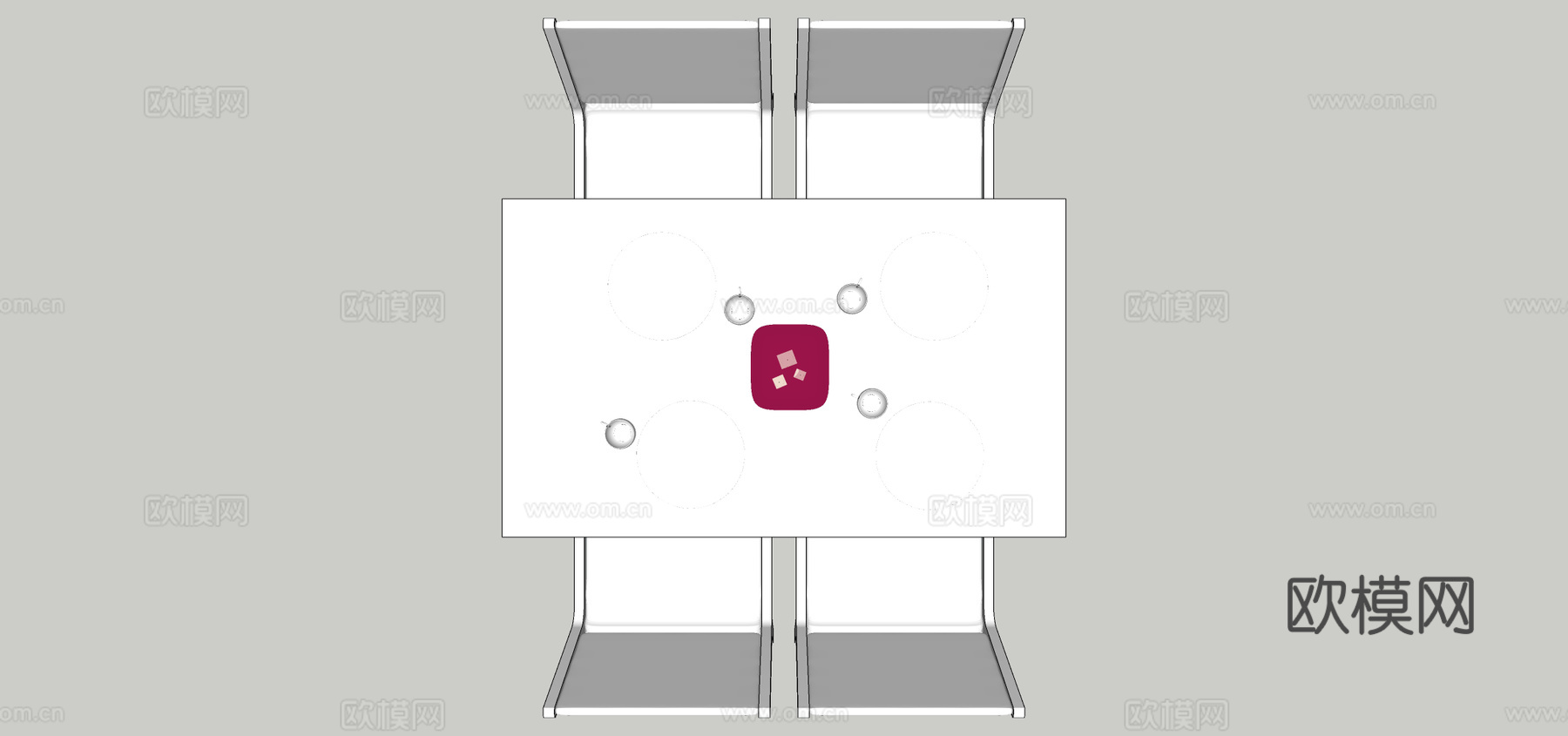 现代方形餐桌椅su模型下载