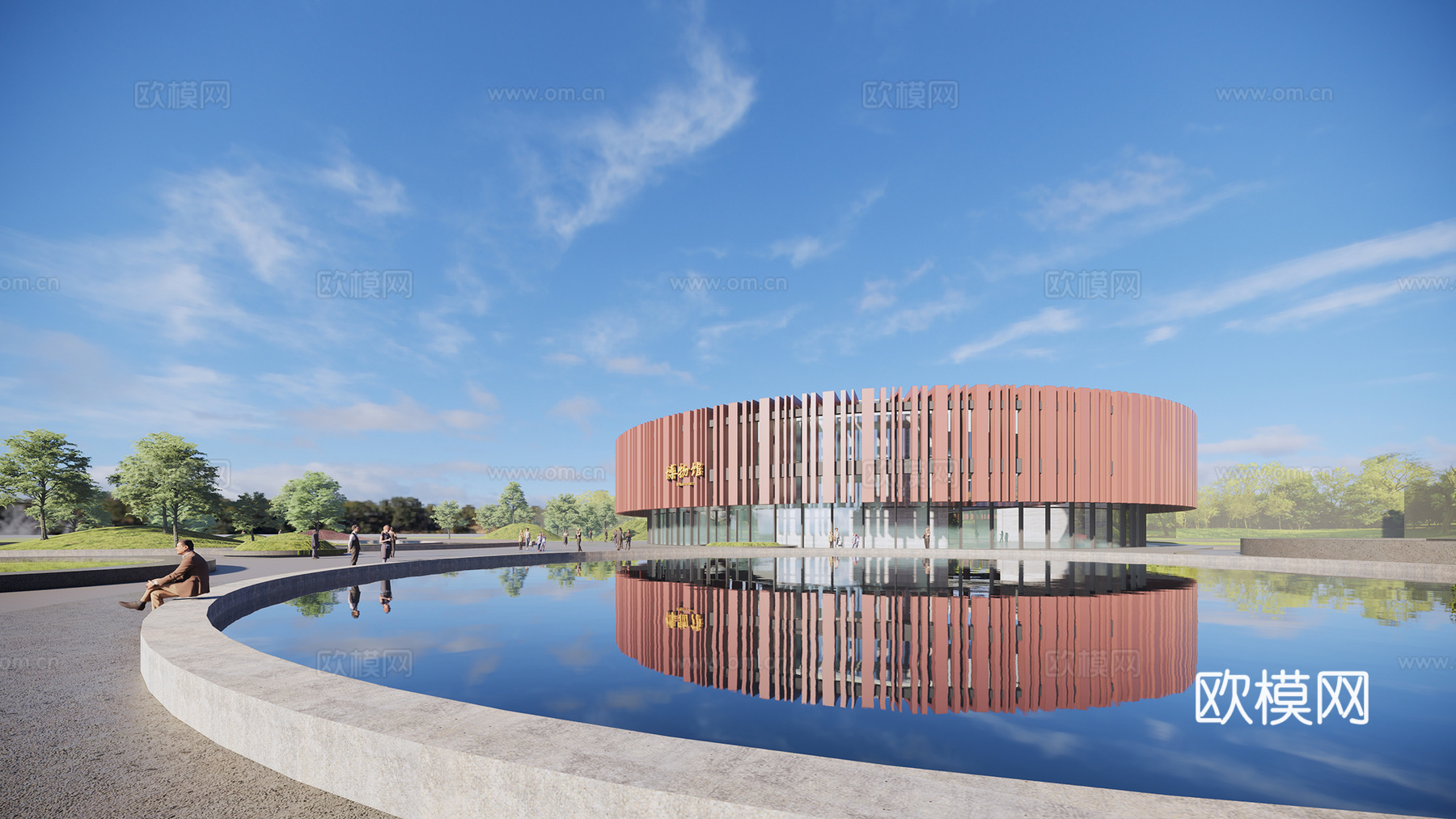 现代博物馆建筑外观su模型下载