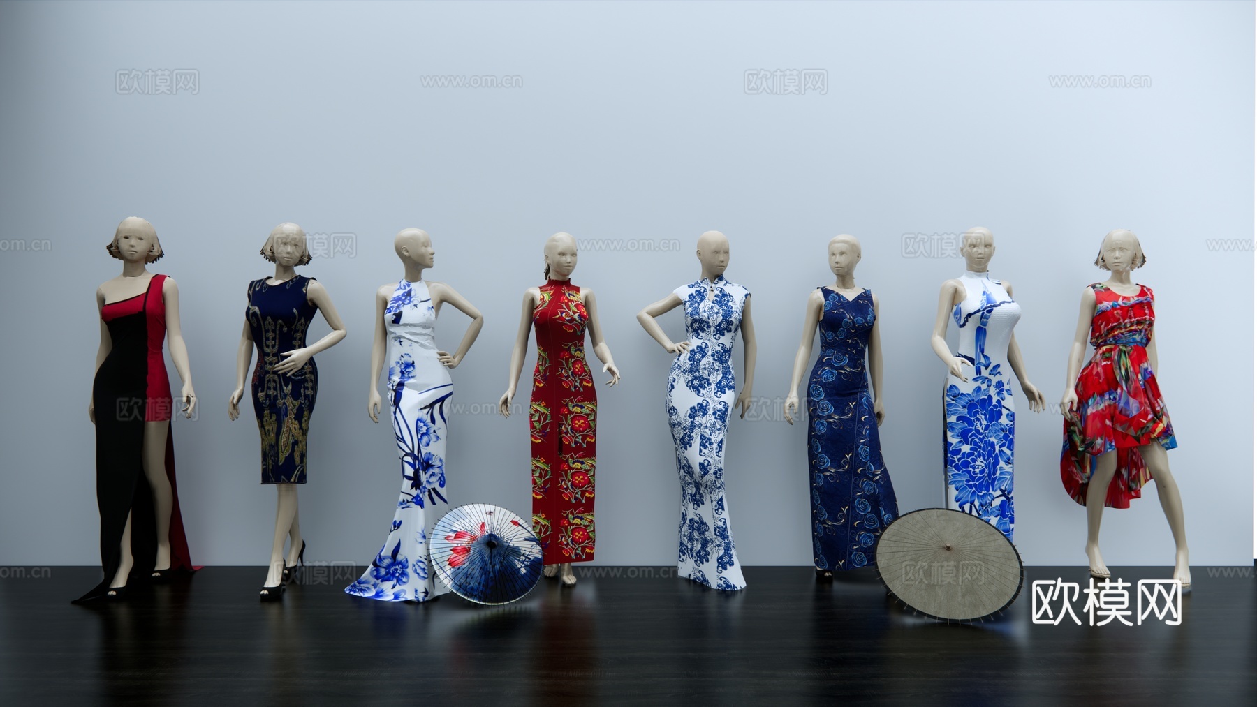 现代服装店服饰模特su模型下载