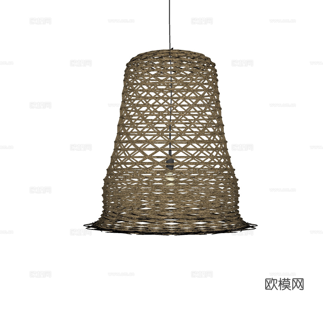 现代侘寂藤编吊灯su模型下载