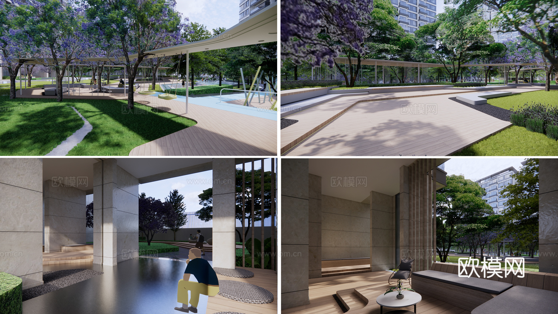 现代住宅小区建筑外观su模型下载