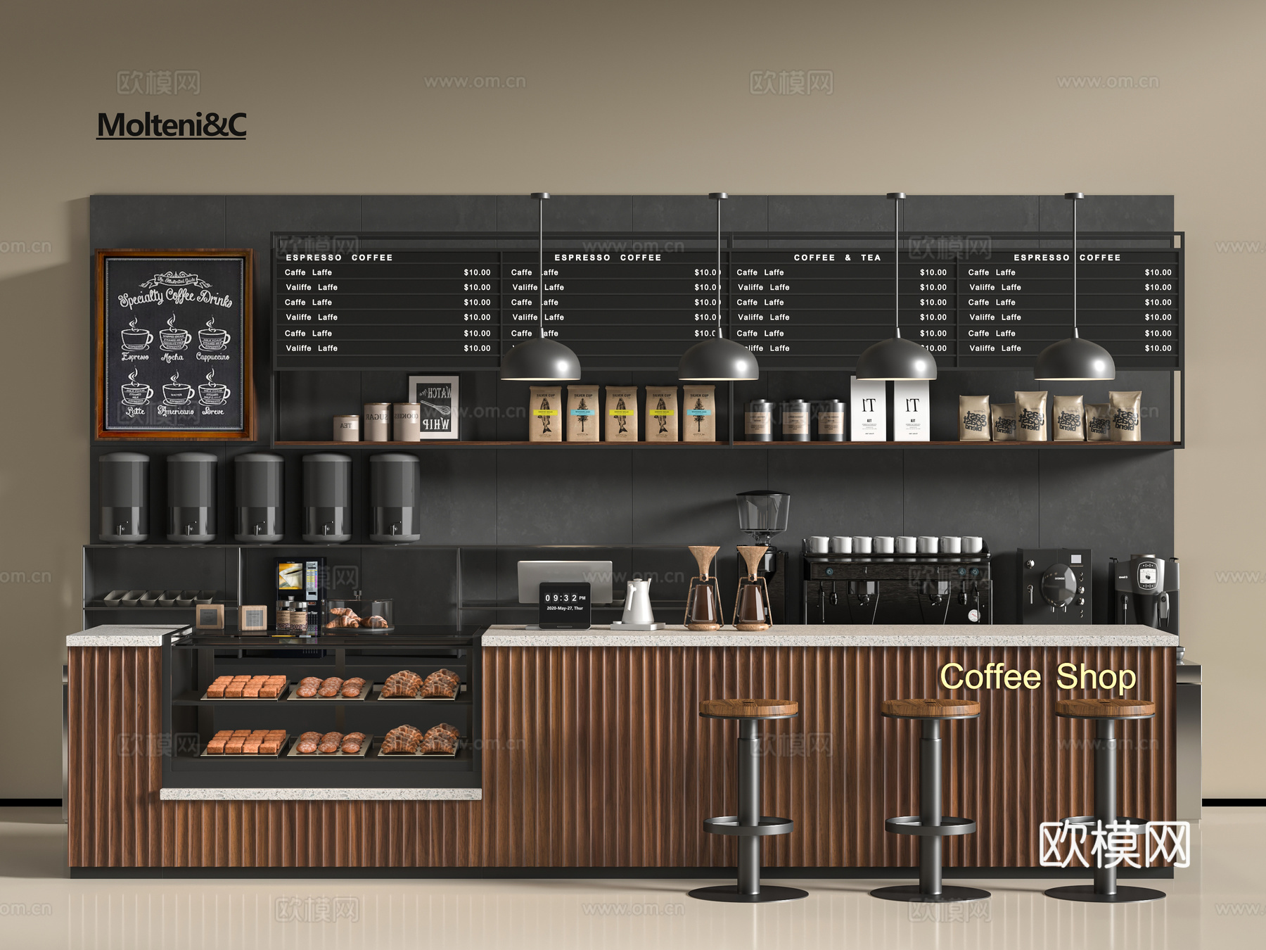 现代咖啡厅3d模型下载