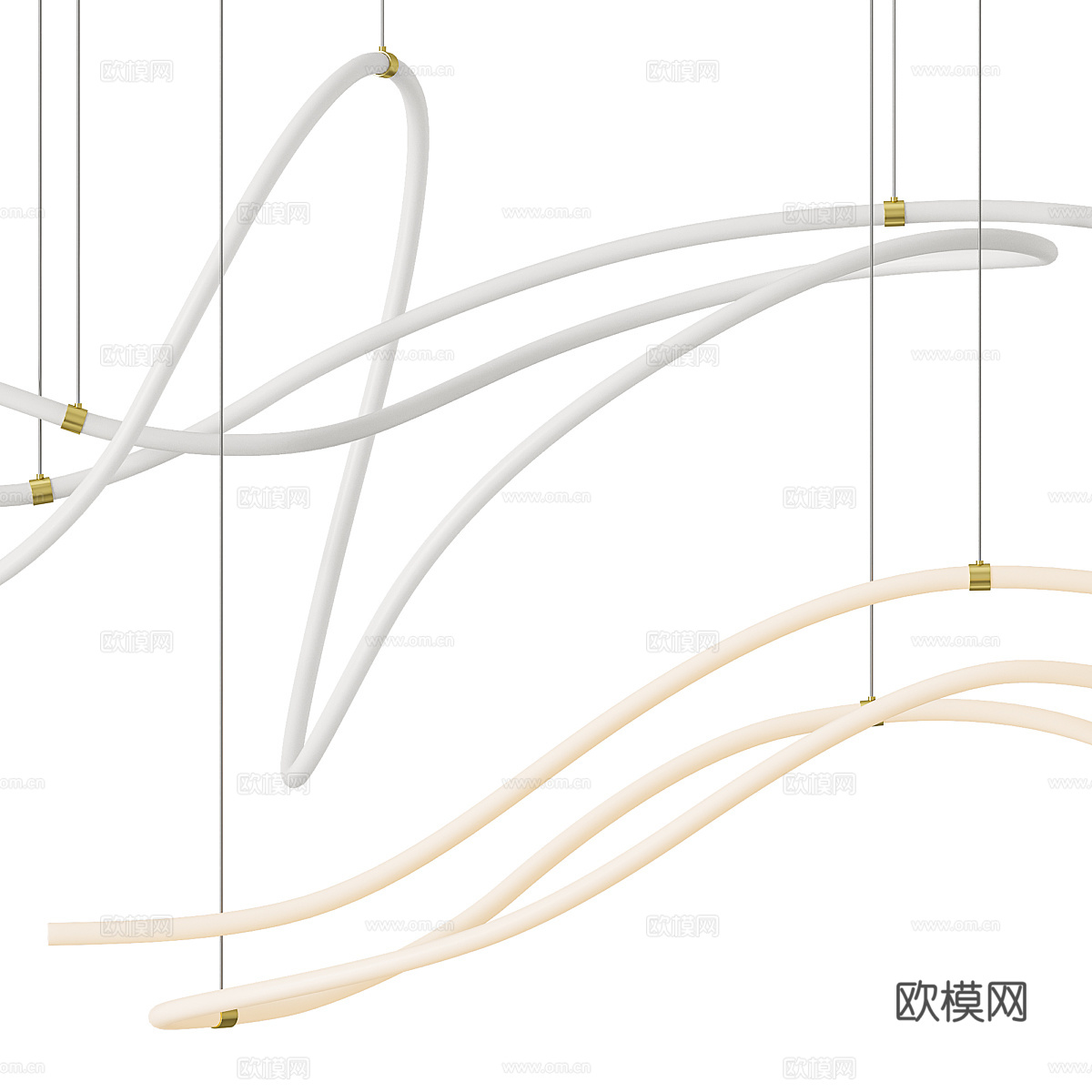 现代极简线性装饰吊灯3d模型