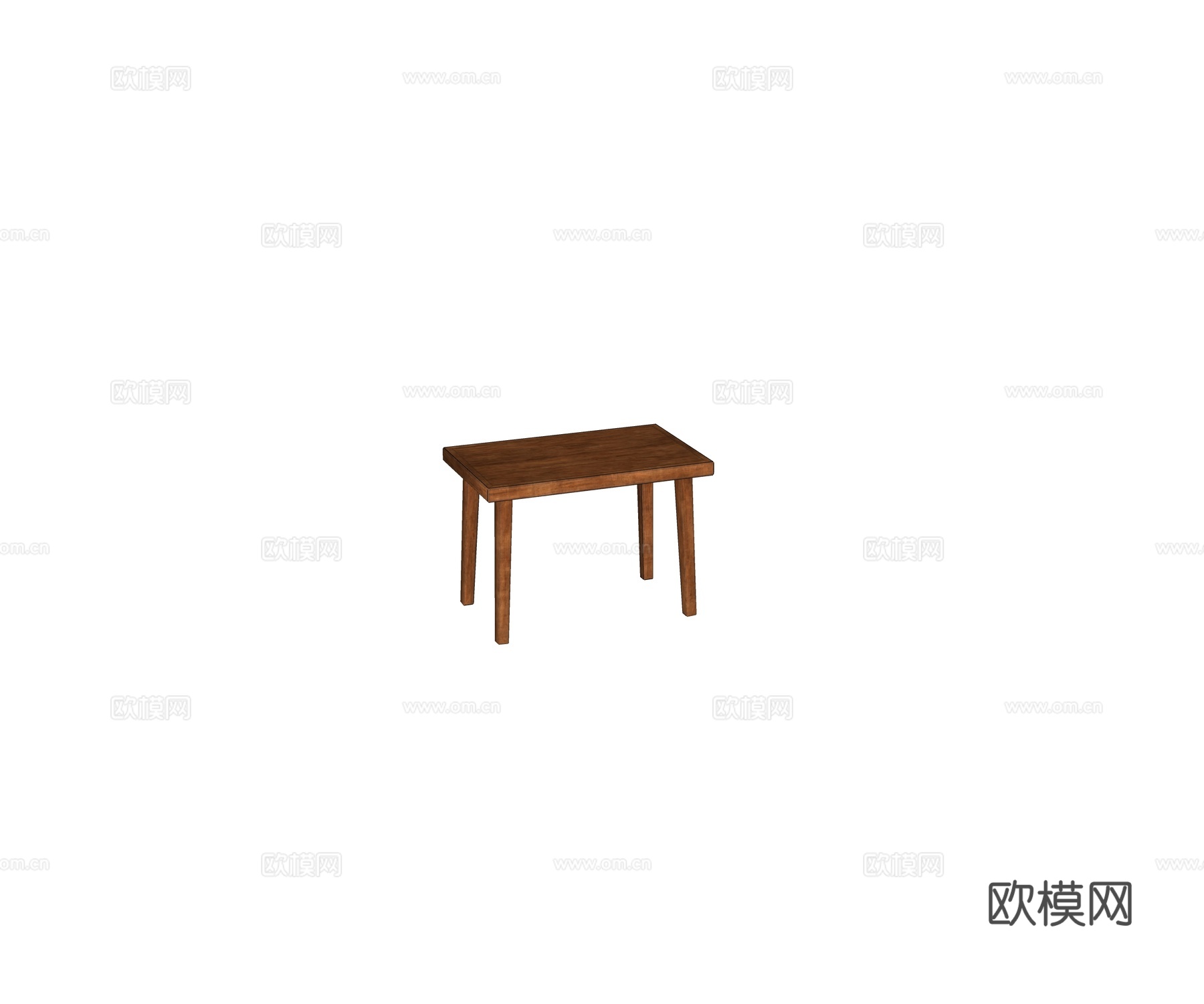 中式 新中式柚木 实木方桌 餐桌su模型