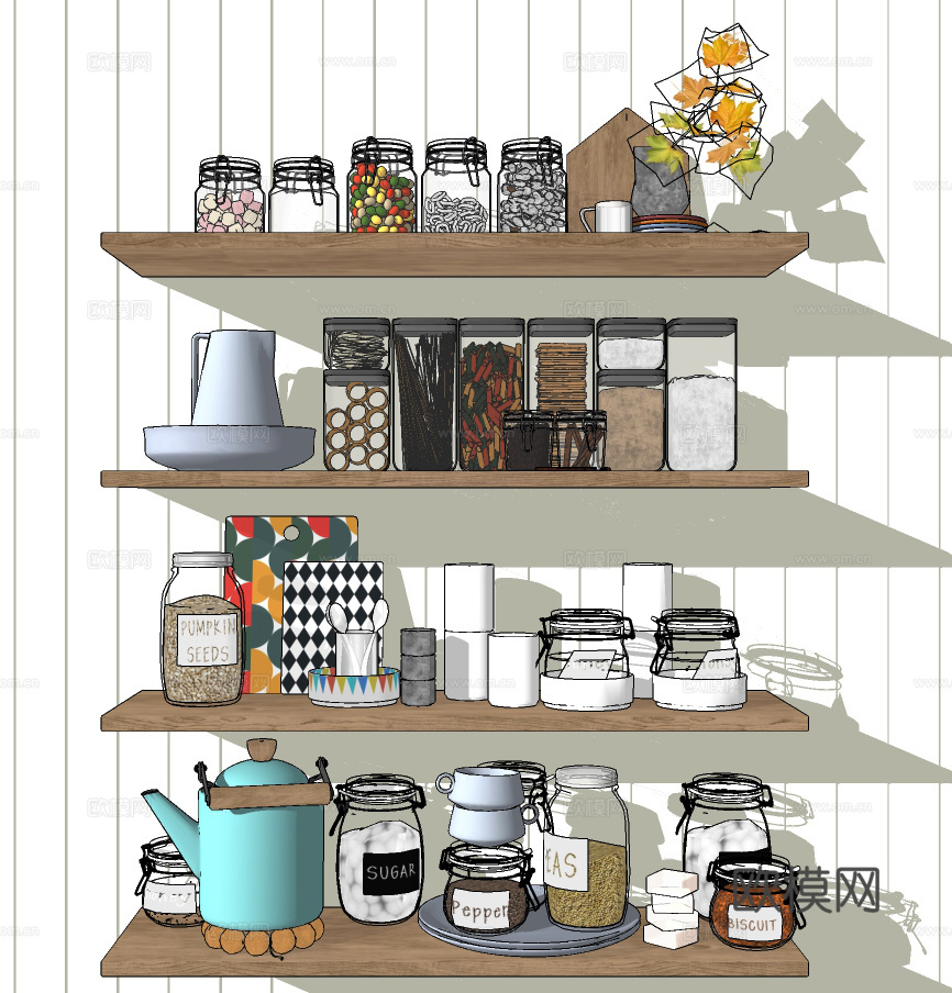 北欧调料器皿厨房用品su模型下载