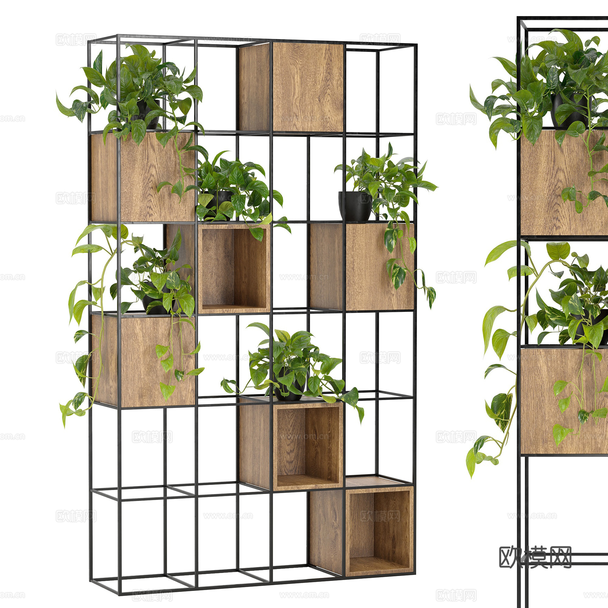 现代绿植装饰架su模型下载