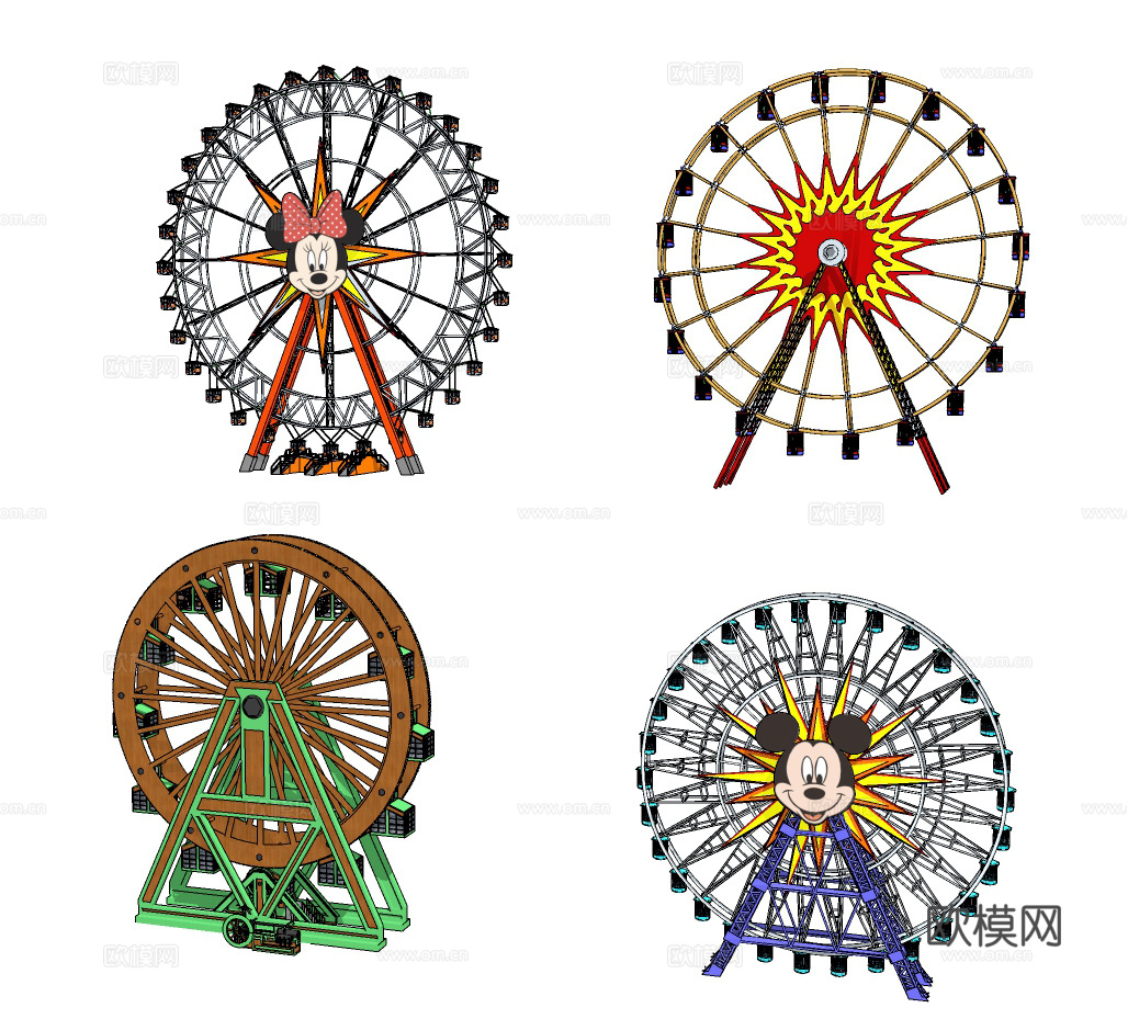现代儿童游乐设备摩天轮su模型下载