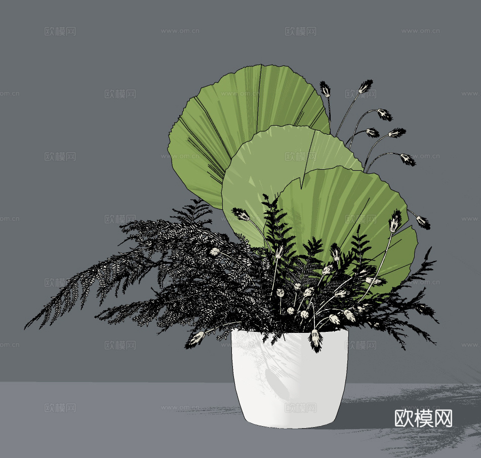 现代花卉插花su模型下载
