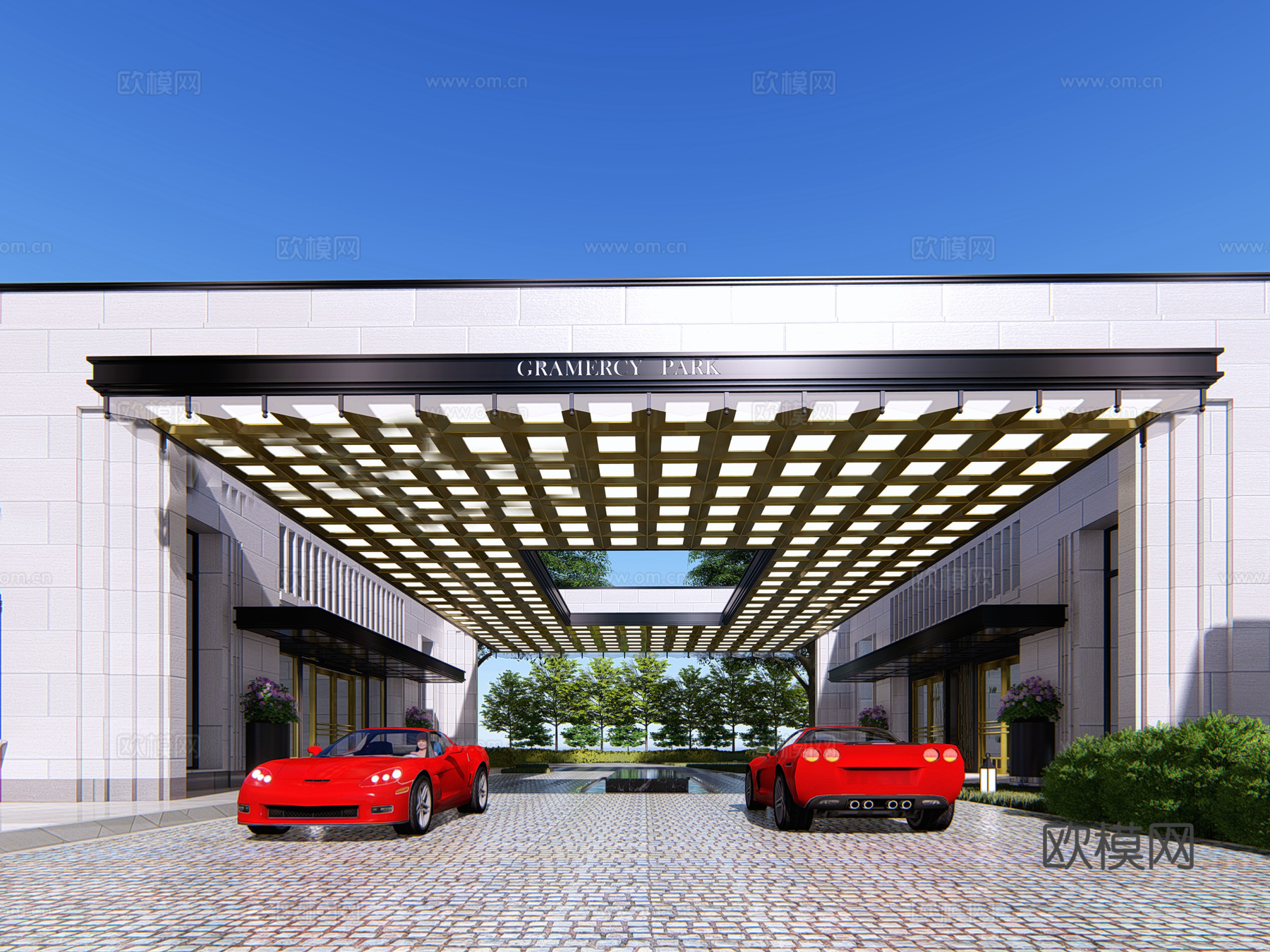 现代小区住宅楼外观su模型下载