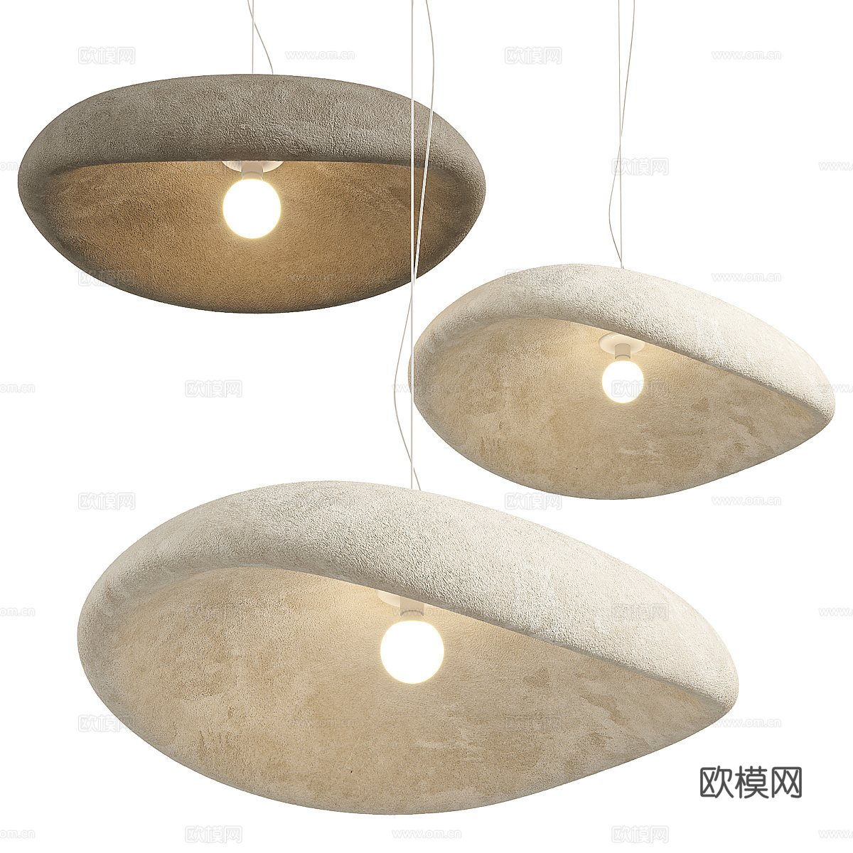 新中式侘寂陶制装饰吊灯3d模型