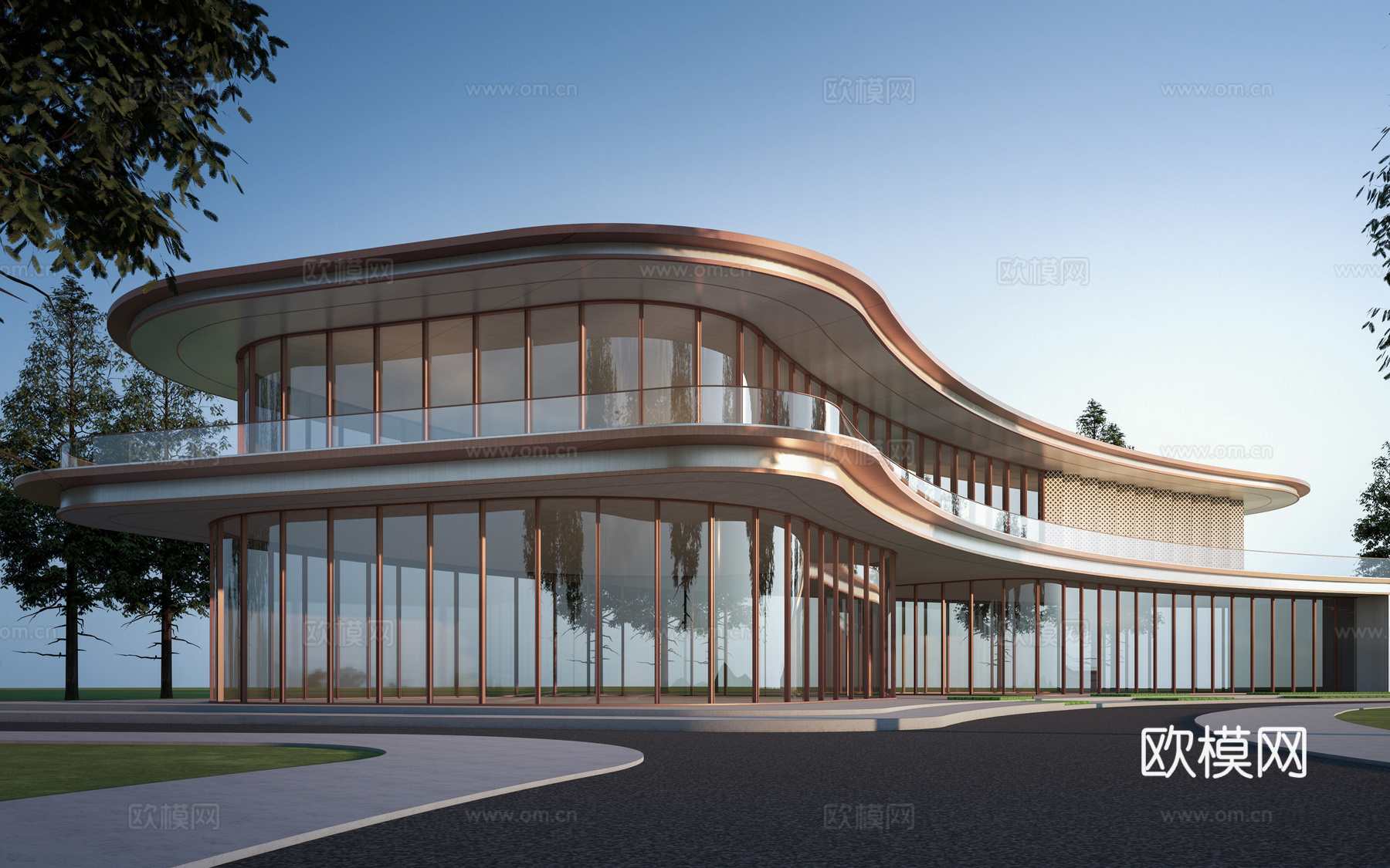 现代驿站建筑 小型公共建筑 公园建筑 商店建筑su模型
