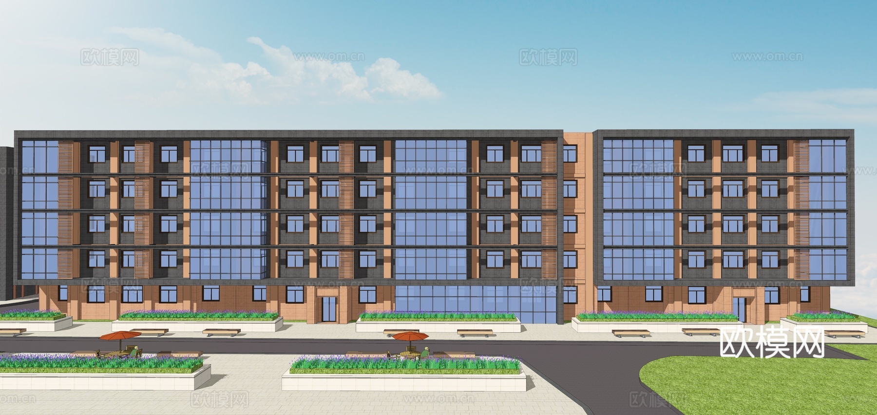 现代办公楼建筑外观su模型下载