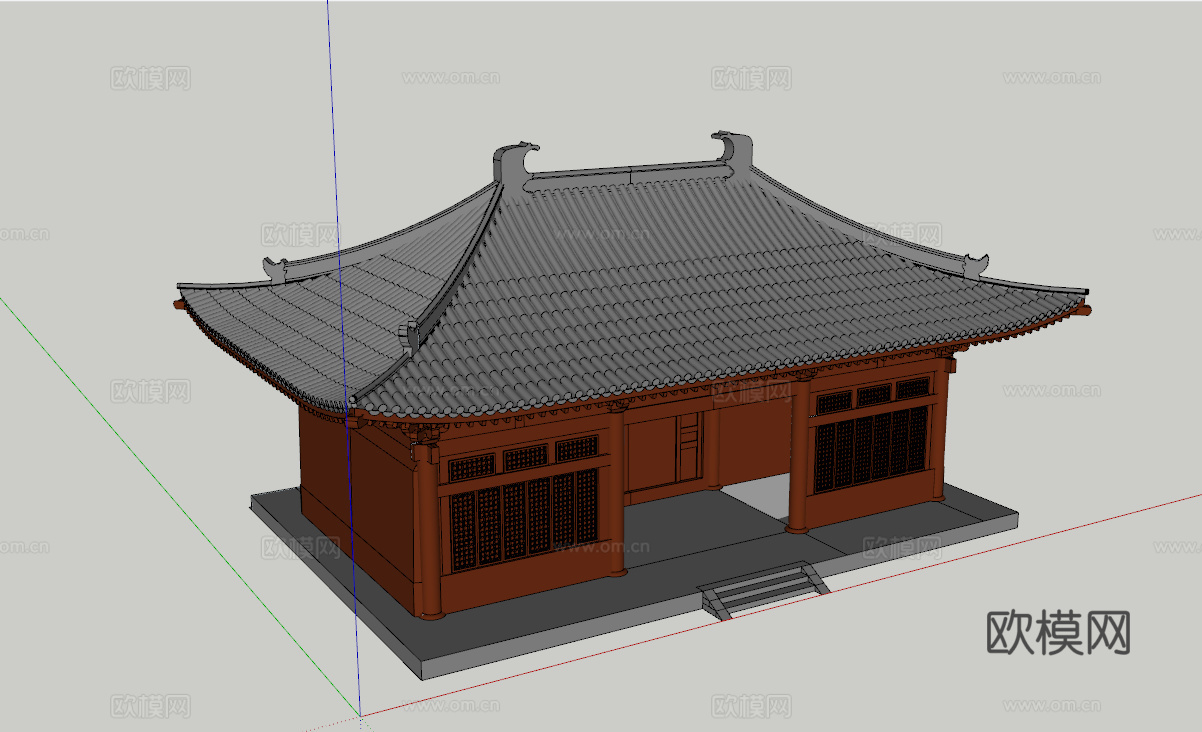 中式古建独乐寺大殿su模型