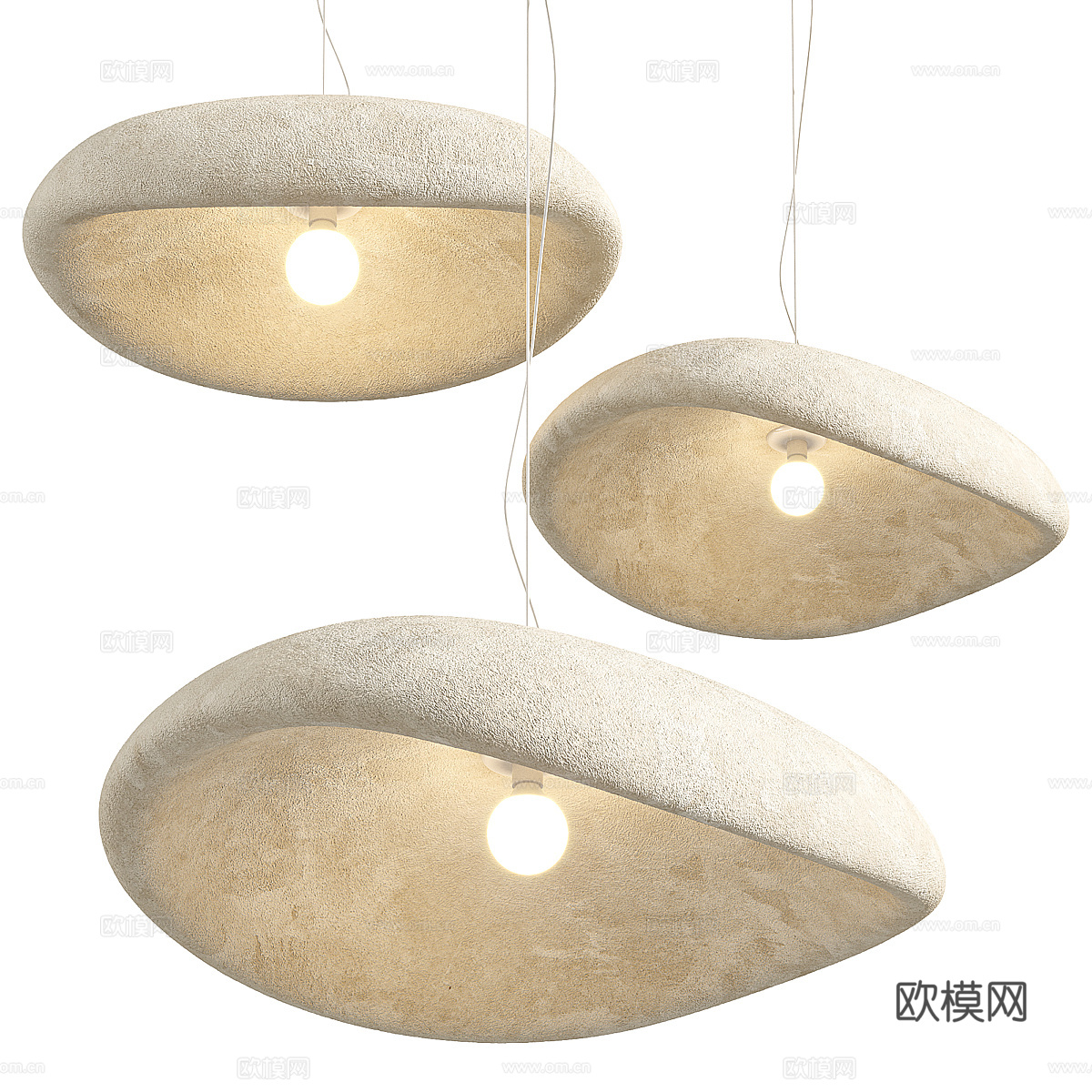 新中式侘寂陶制装饰吊灯3d模型
