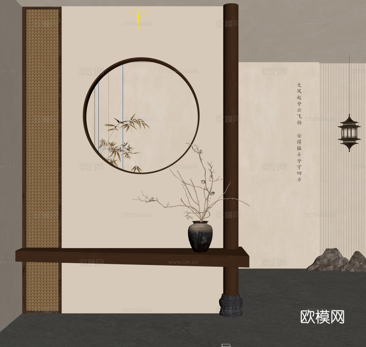 新中式玄关 宋氏玄关su模型