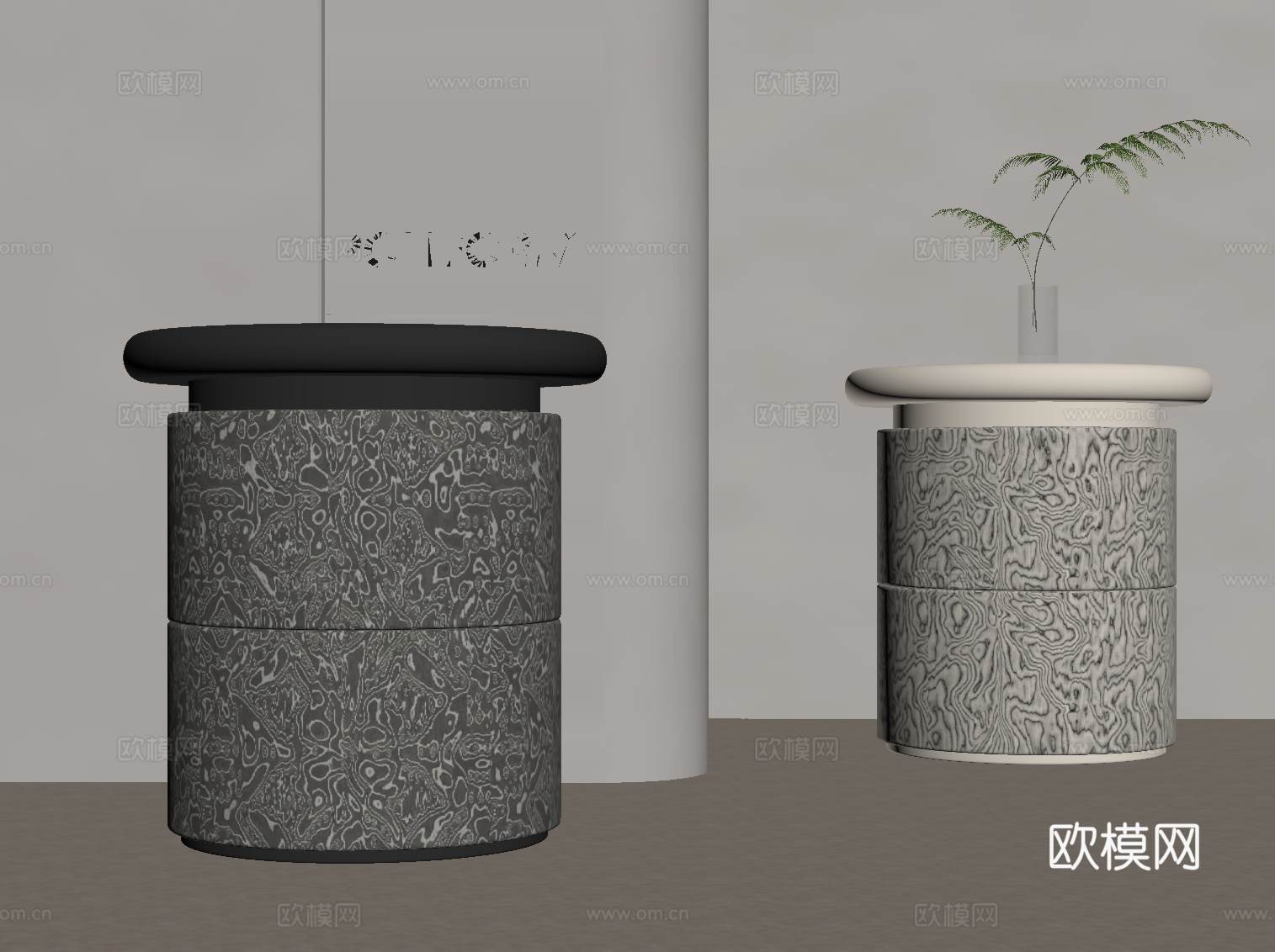 现代意式边几 圆几su模型