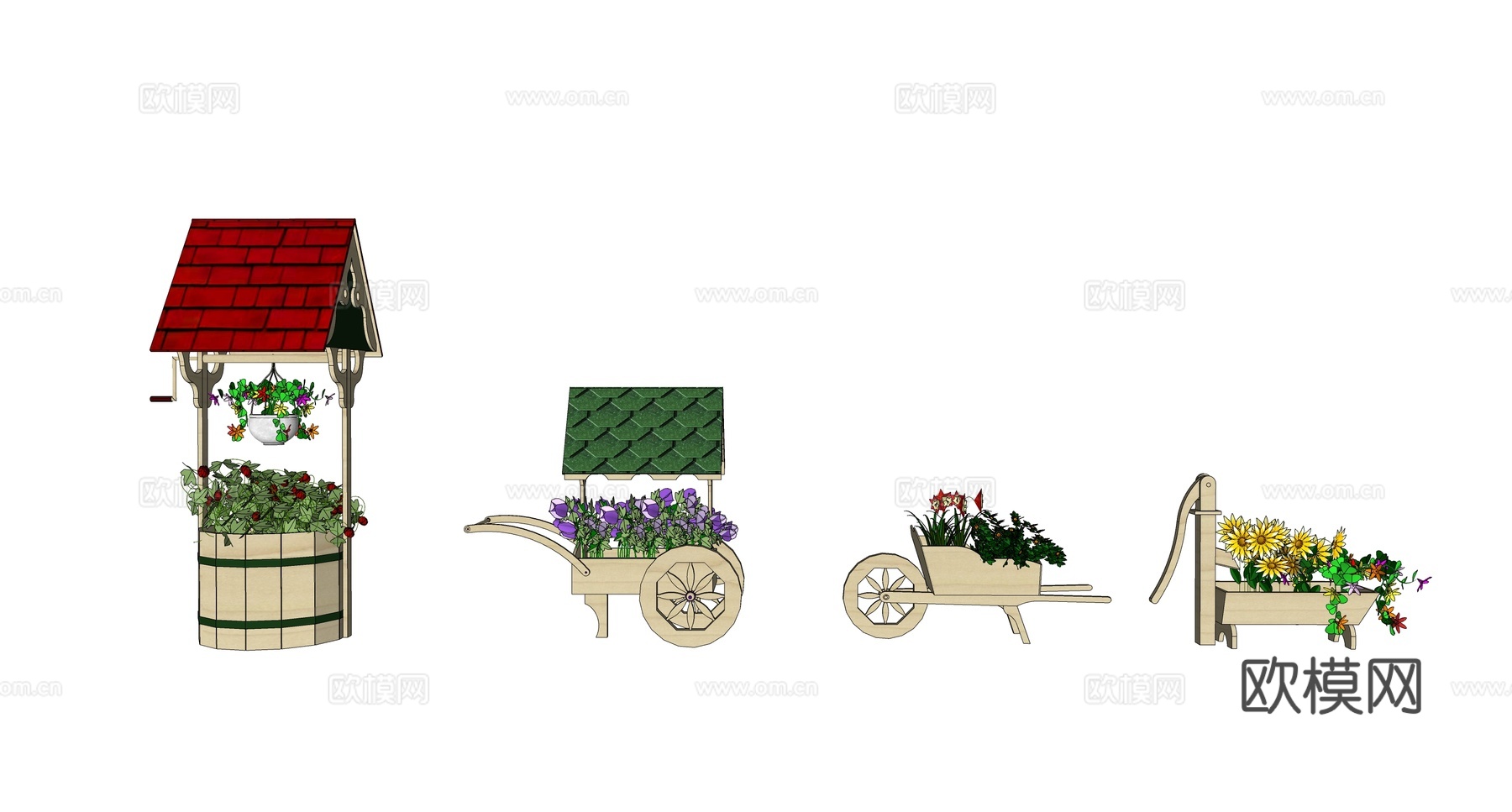 北欧花槽花箱su模型下载