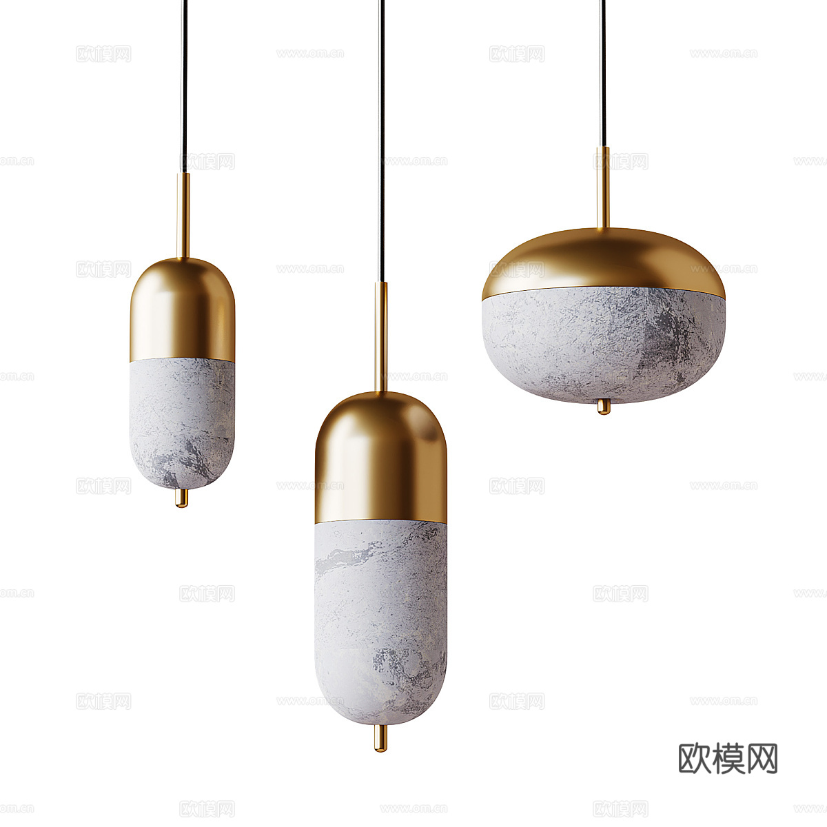 现代轻奢金属玻璃装饰吊灯3d模型