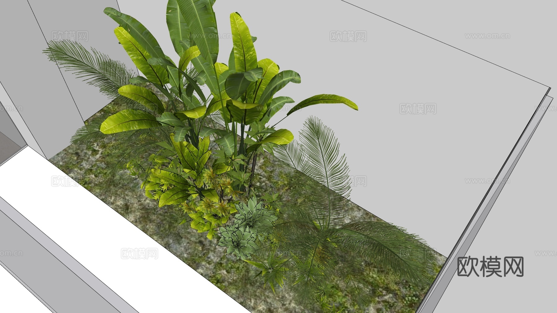 现代植物景观小品su模型下载