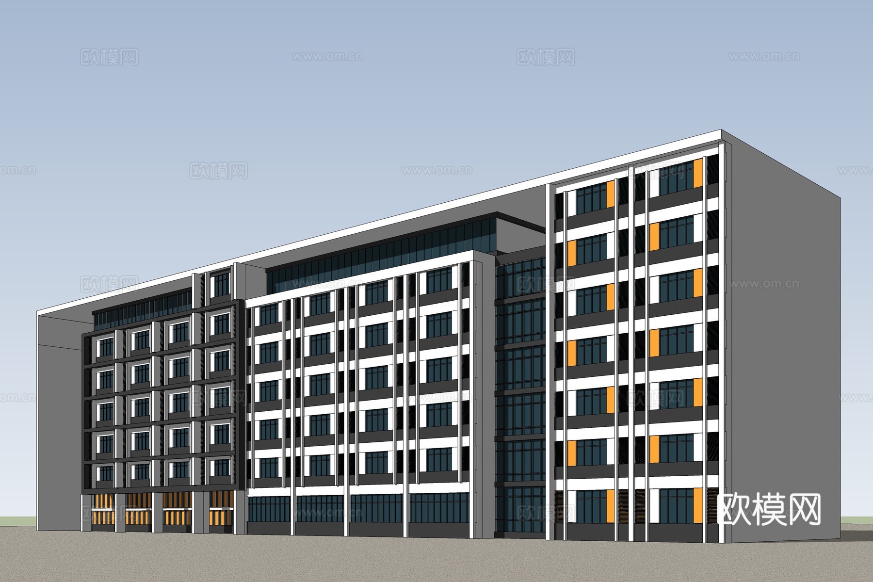 现代住院楼建筑外观su模型下载
