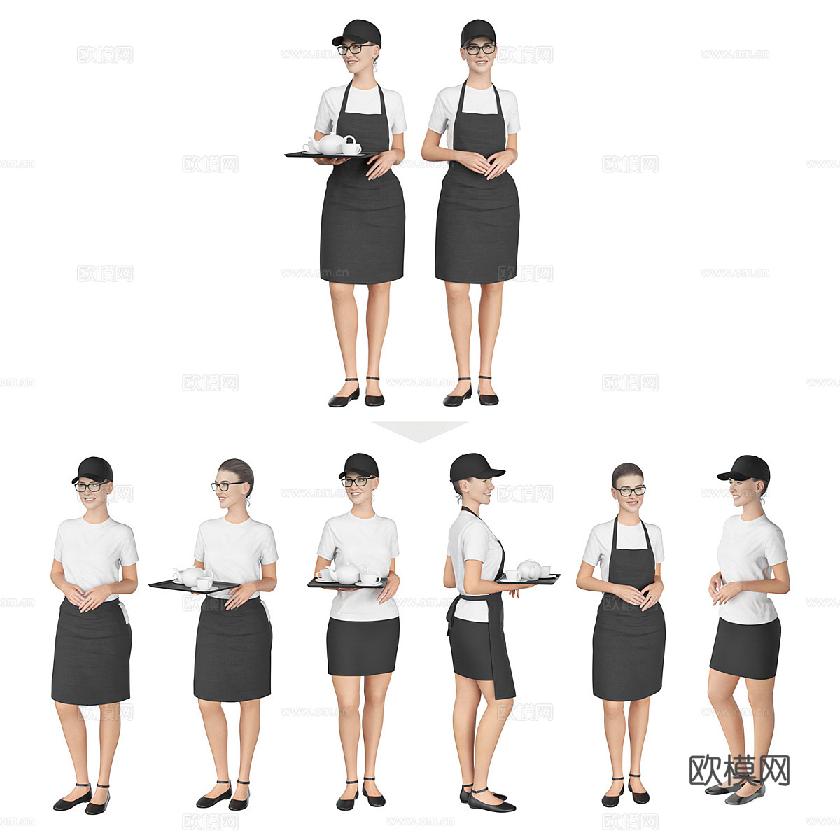 餐厅女服务员3d模型