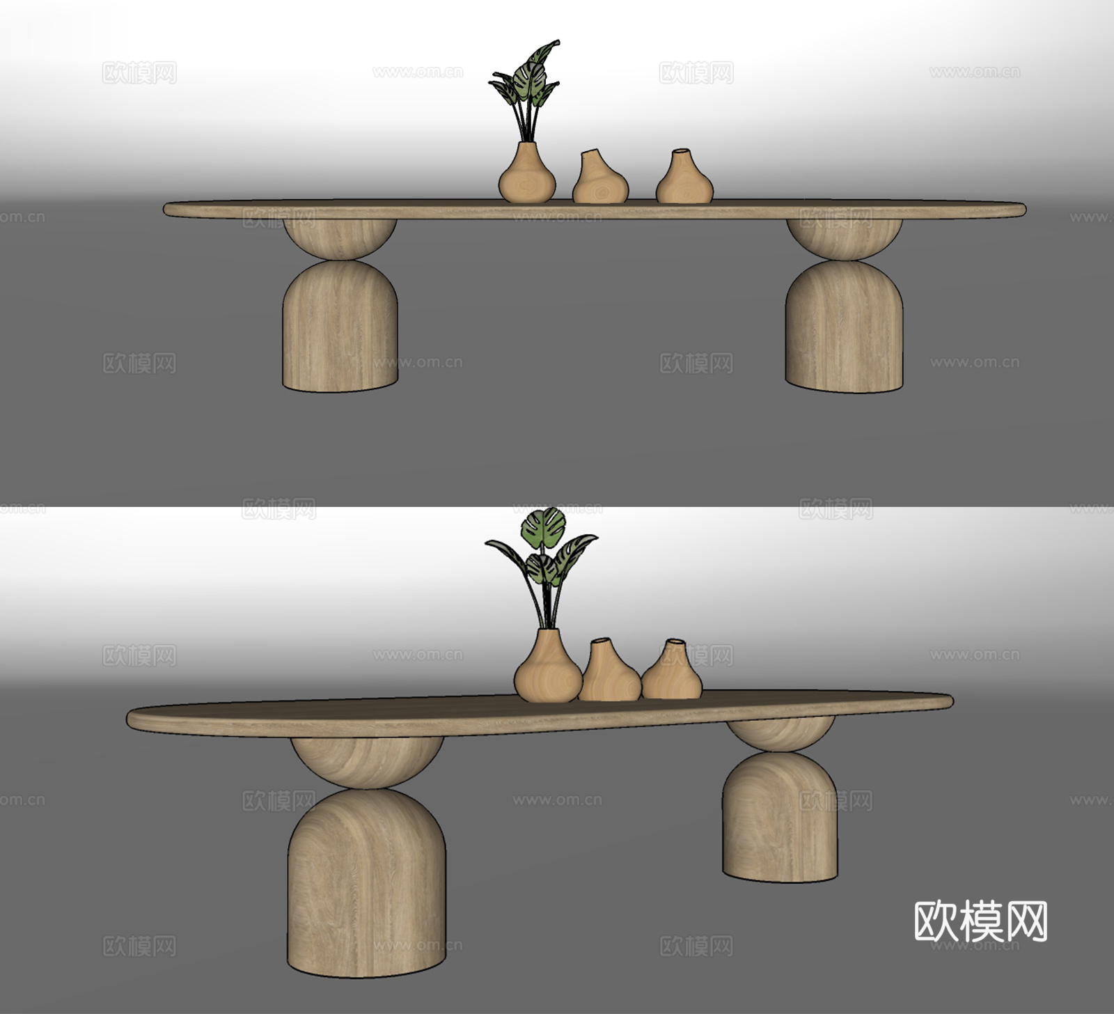 现代实木餐桌椅su模型下载