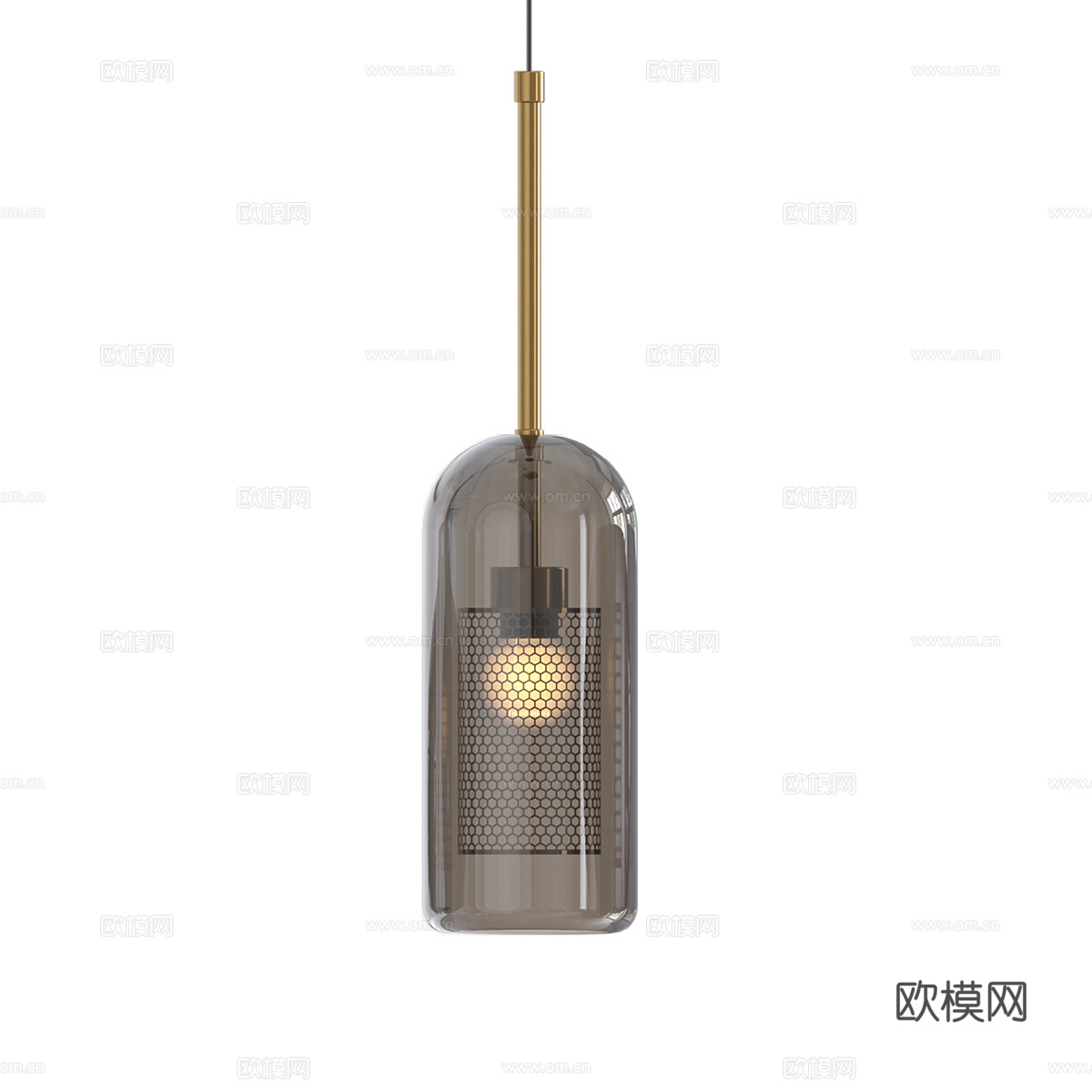现代意式轻奢金属玻璃装饰吊灯3d模型