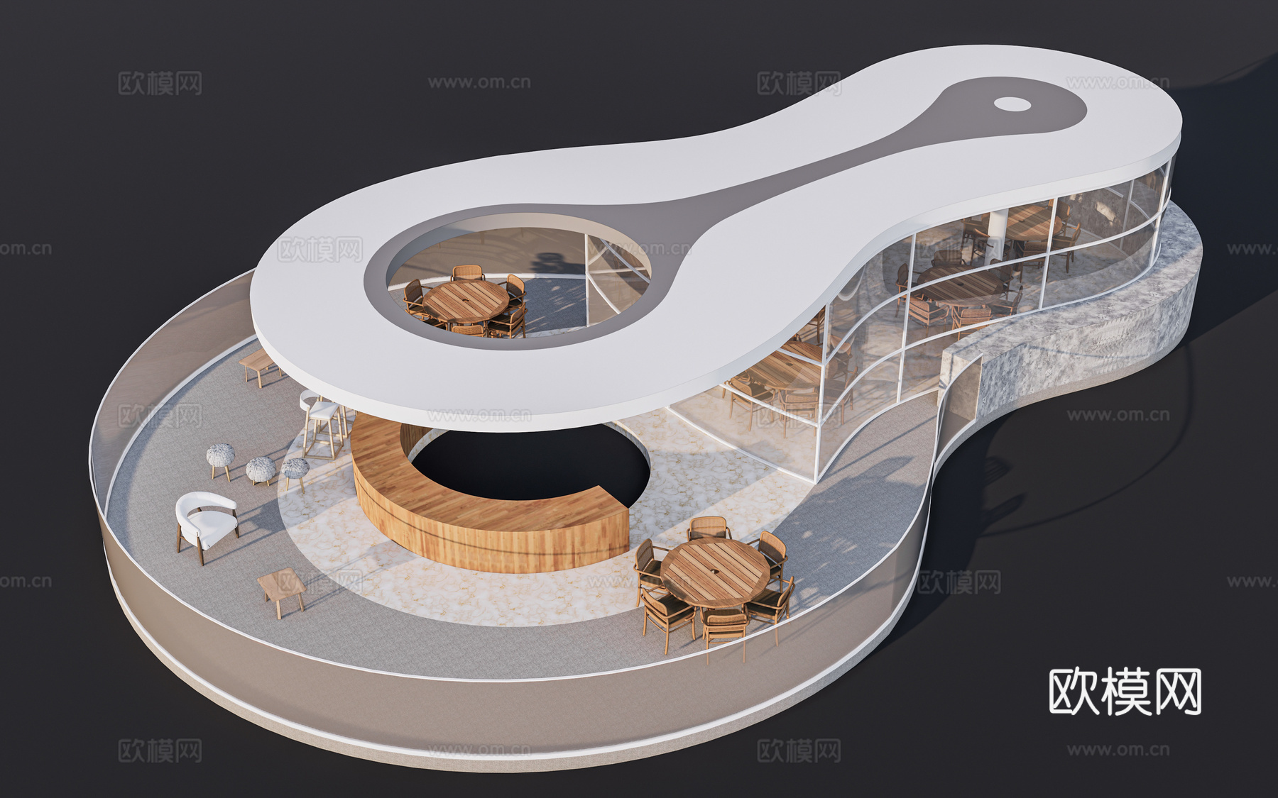 现代驿站建筑 小型公共建筑 公园建筑 商店建筑su模型