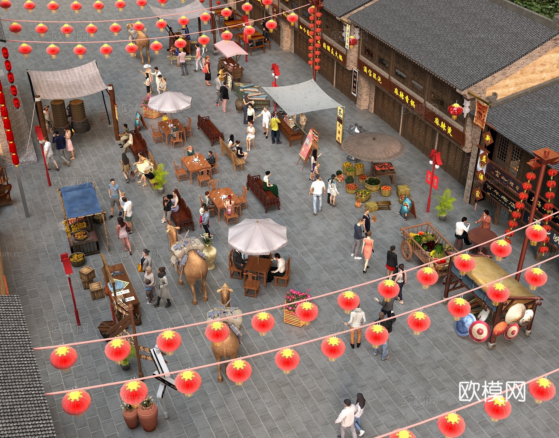 古建街道 古建 古建商业 古代商业 中式商业街 古建商业街3d模型