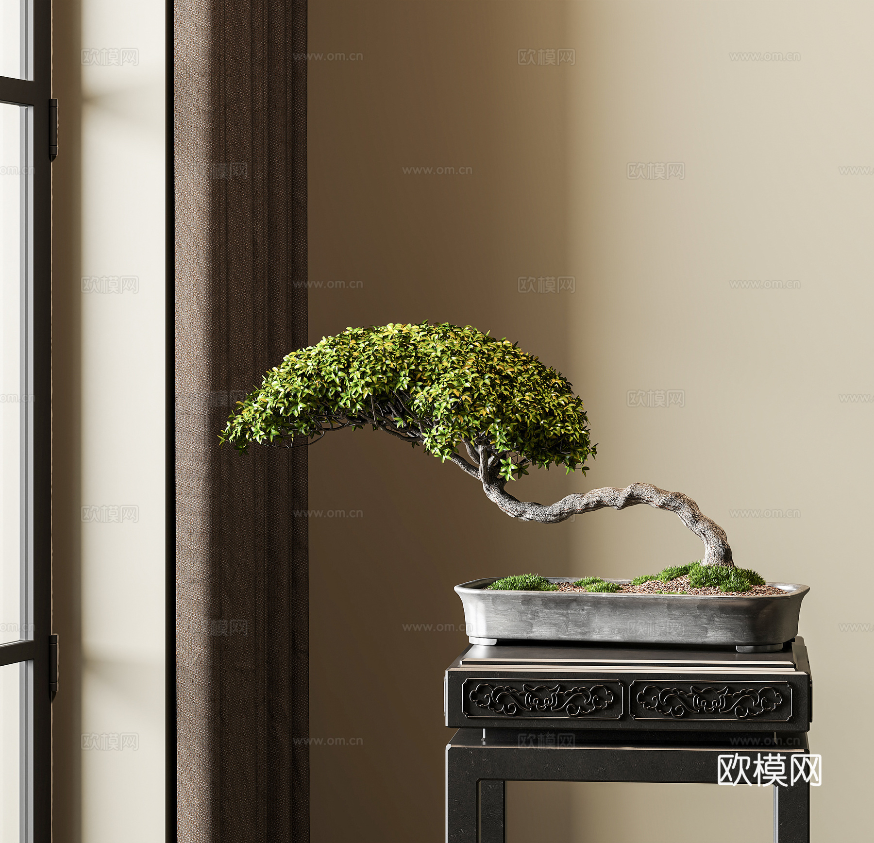 新中式盆栽  盆栽盆景  室内绿植盆栽3d模型