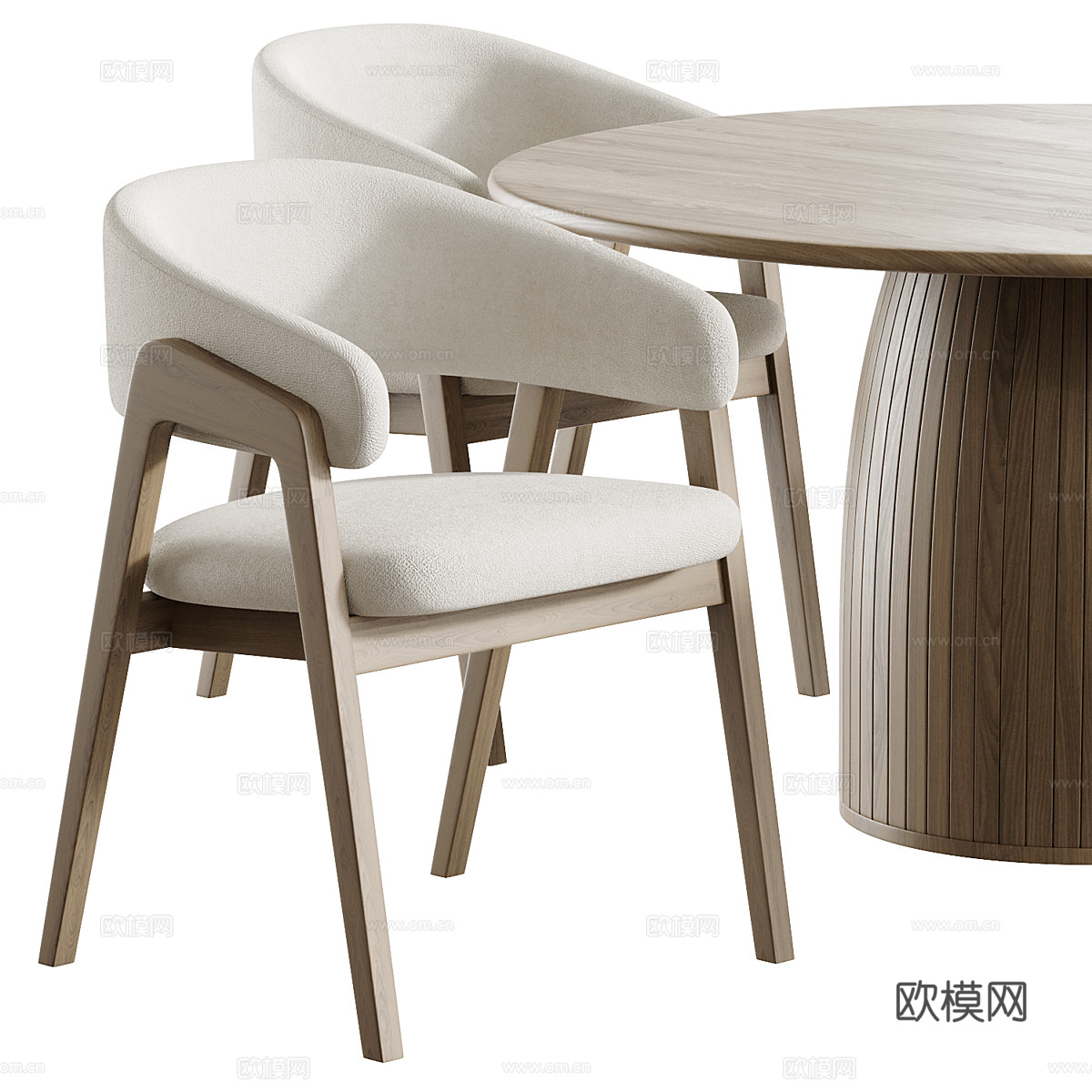新中式圆餐桌椅组合3d模型